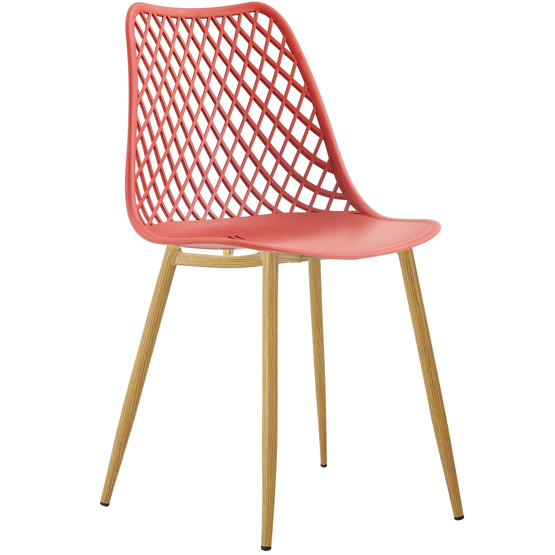 Orange plastic side dining chair with metal feet-PP Chair