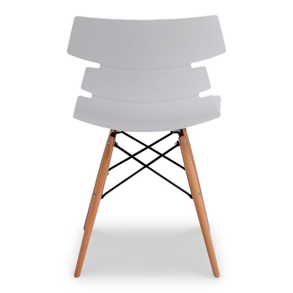 Modern Slatted PP Seat Dining Chair with Wood & Metal Eiffel Legs Commercial Armless Plastic Chair for Cafe Hotel Restaurant Wholesale