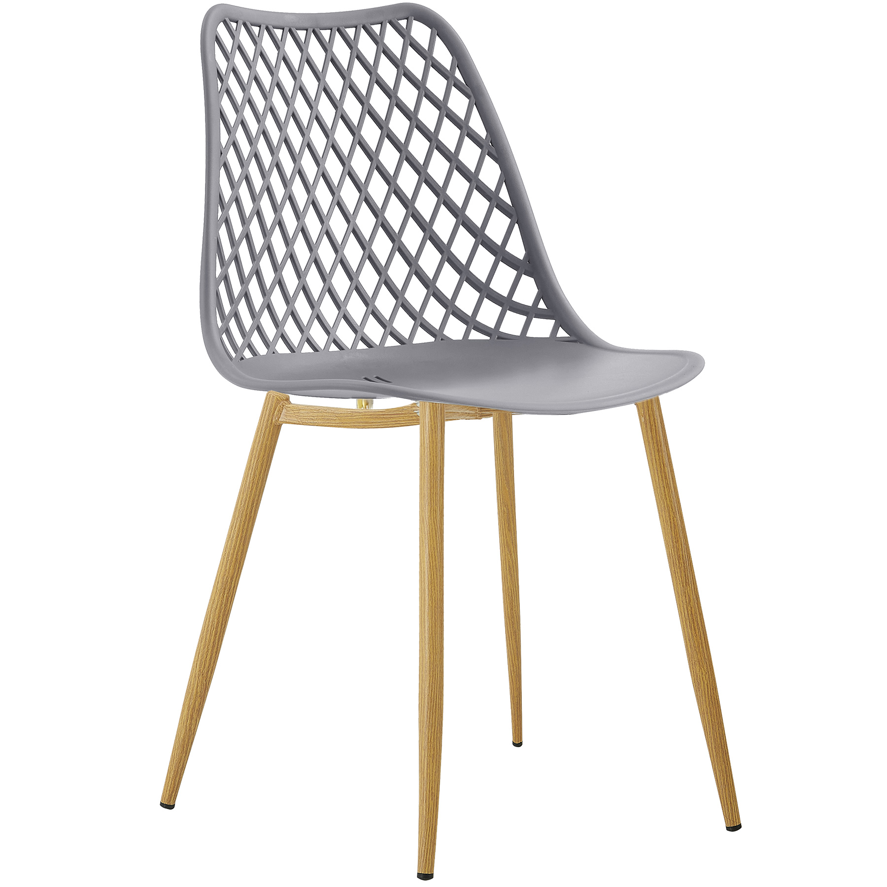 Grey plastic side dining chair with metal feet-PP Chair