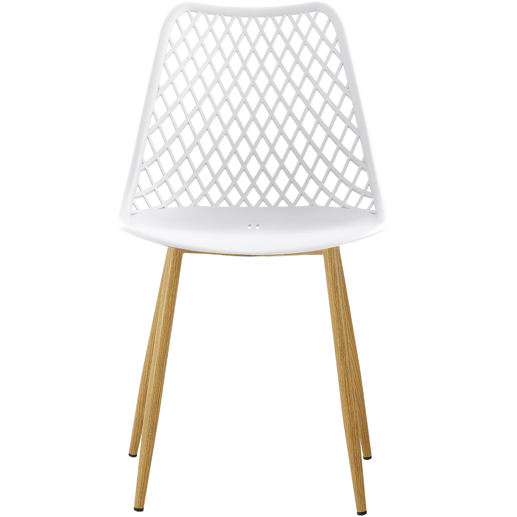 White plastic side dining chair with metal feet-PP Chair