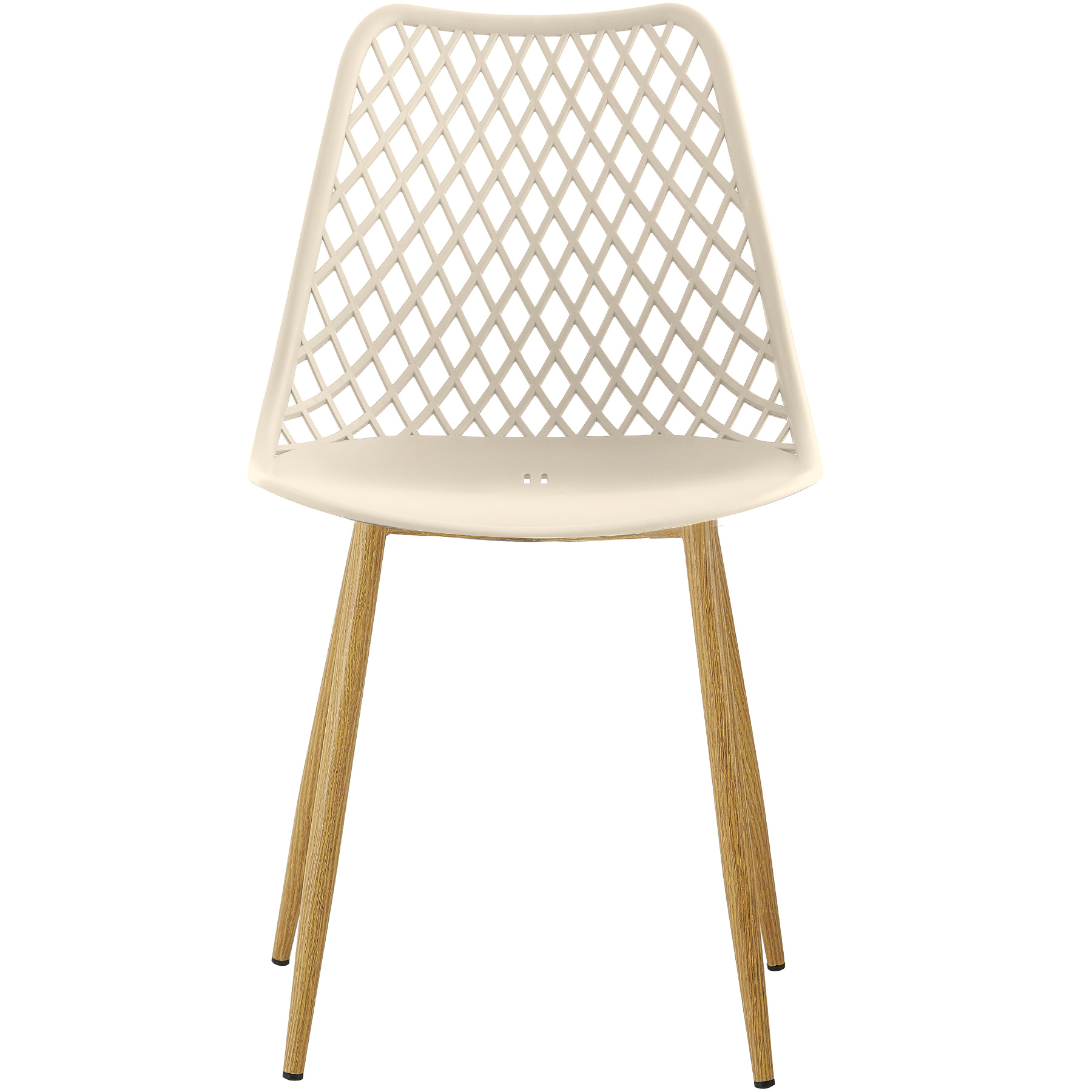 Beige plastic side dining chair with metal feet-PP Chair