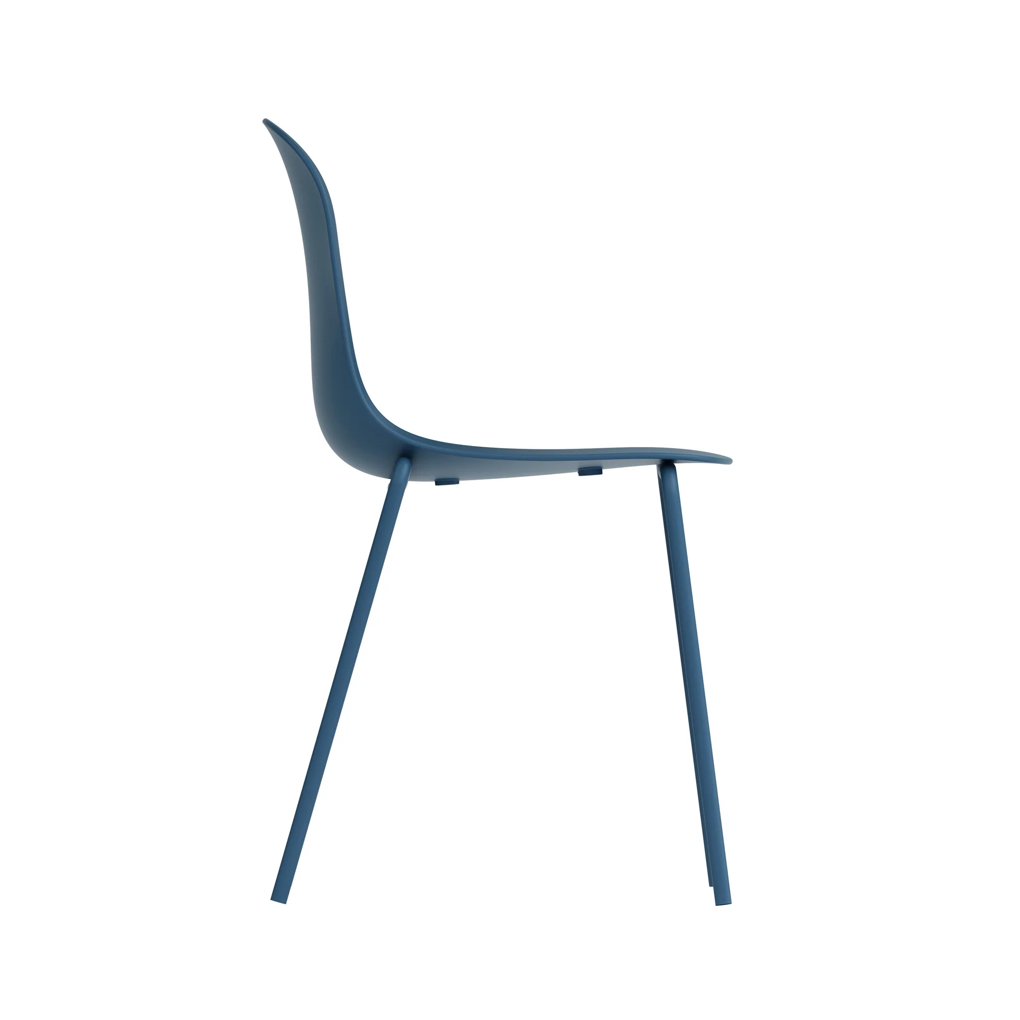 Navy Blue Plastic Side Chair With Metal Feet