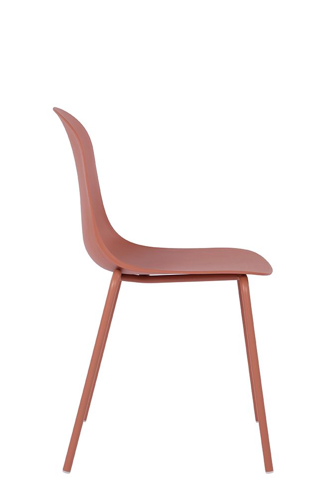 Orange Plastic Side Chair With Metal Feet