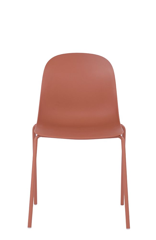 Orange Plastic Side Chair With Metal Feet