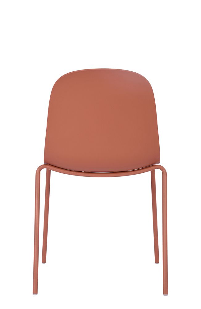Orange Plastic Side Chair With Metal Feet