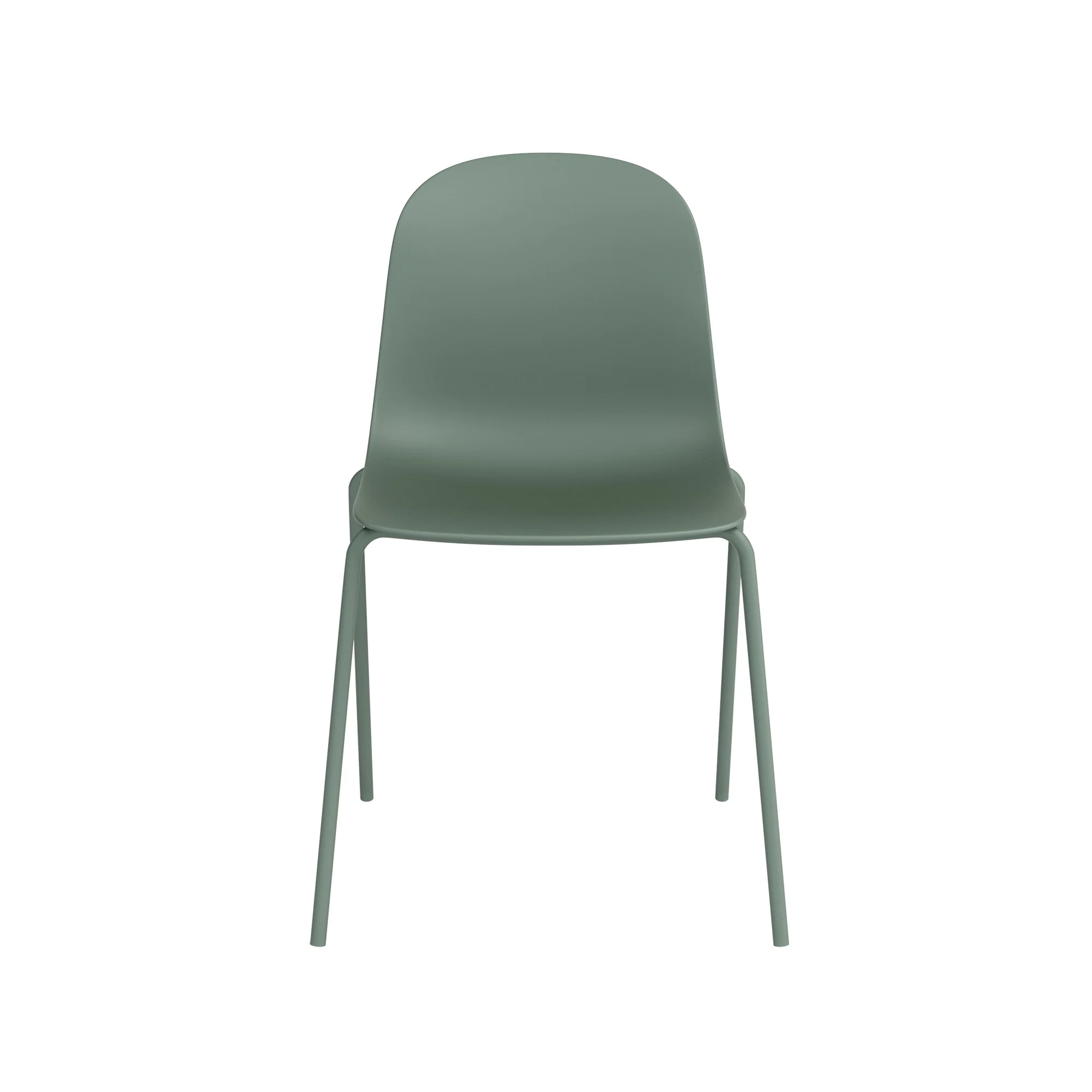 Deep Green Plastic Side Chair With Metal Feet