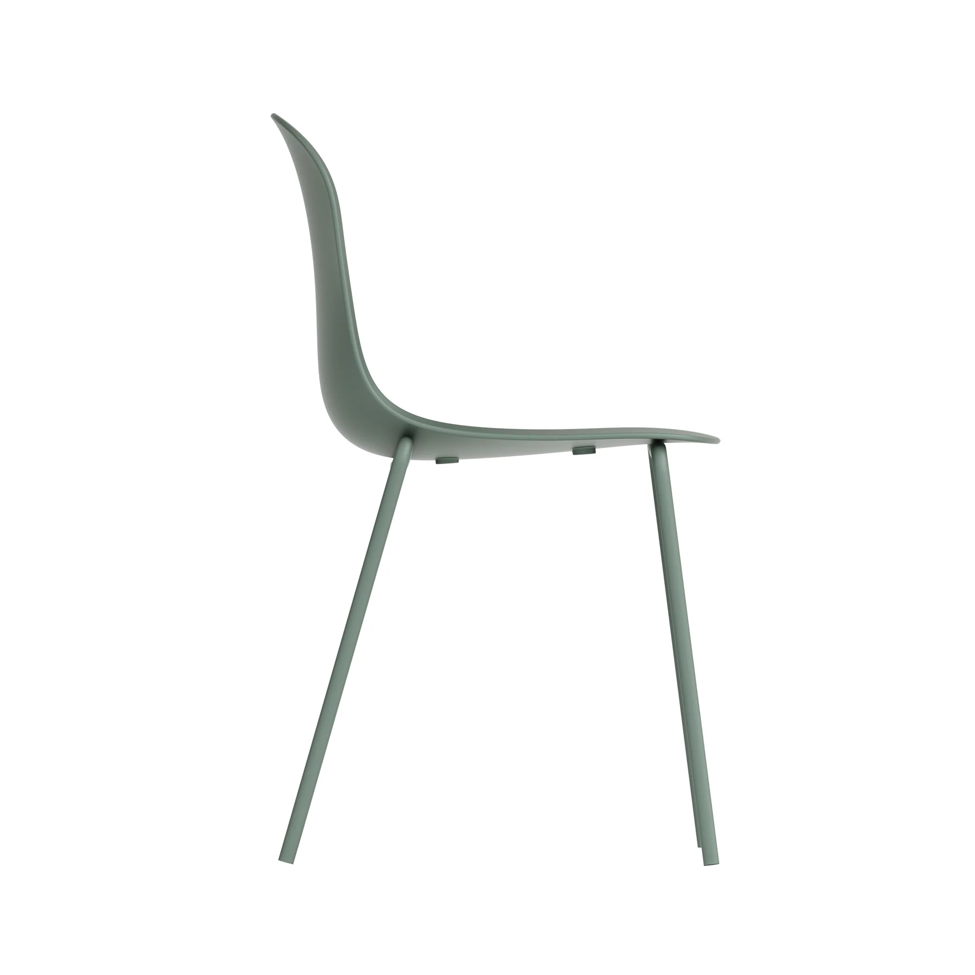 Deep Green Plastic Side Chair With Metal Feet