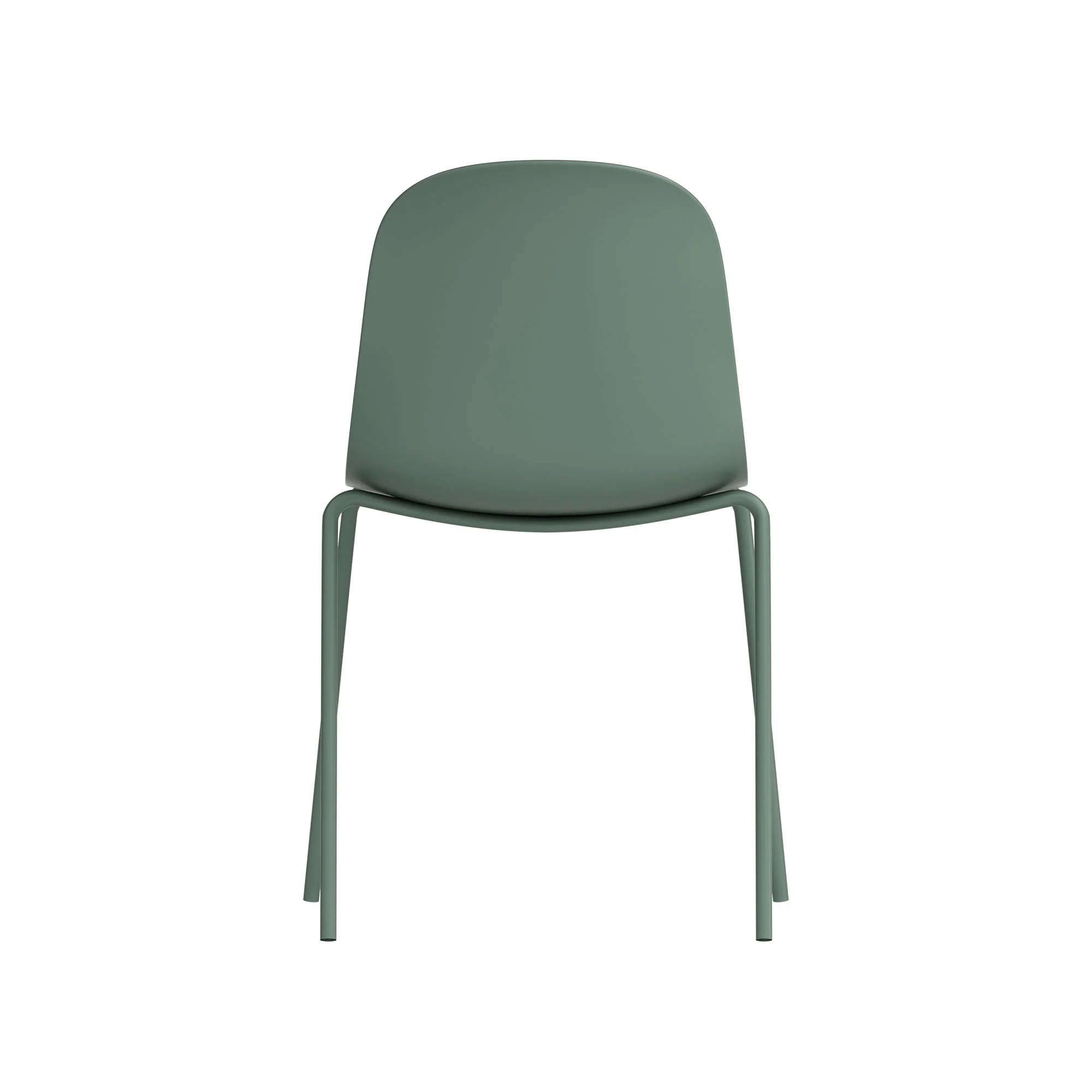 Deep Green Plastic Side Chair With Metal Feet