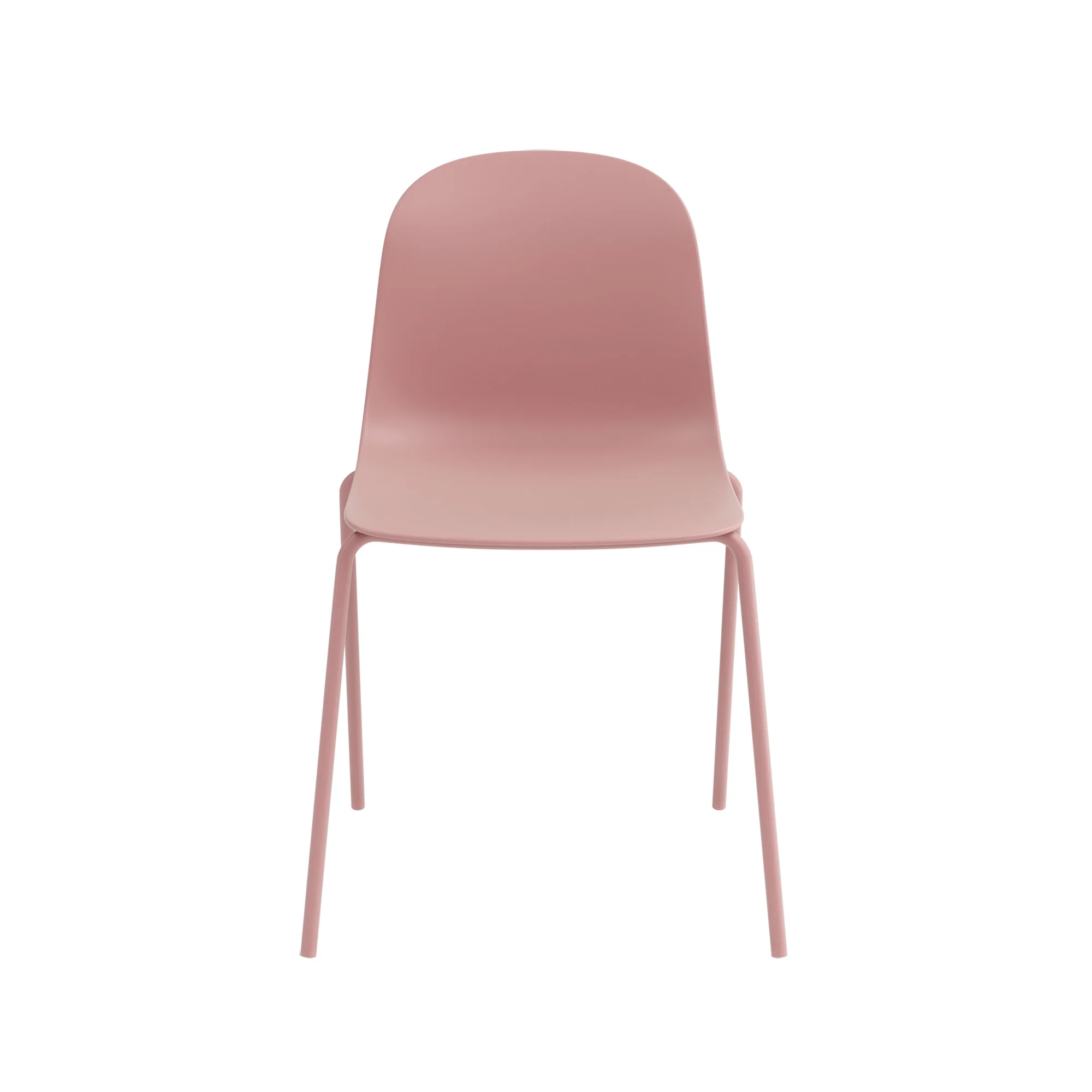 Pink Plastic Side Chair With Metal Feet