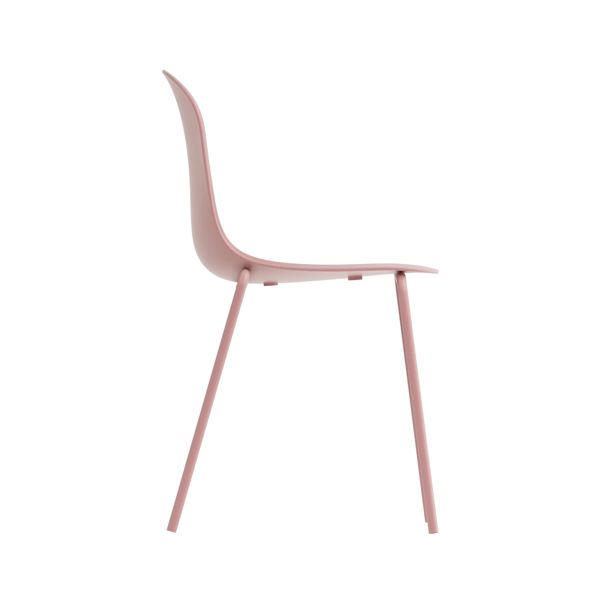 Pink Plastic Side Chair With Metal Feet