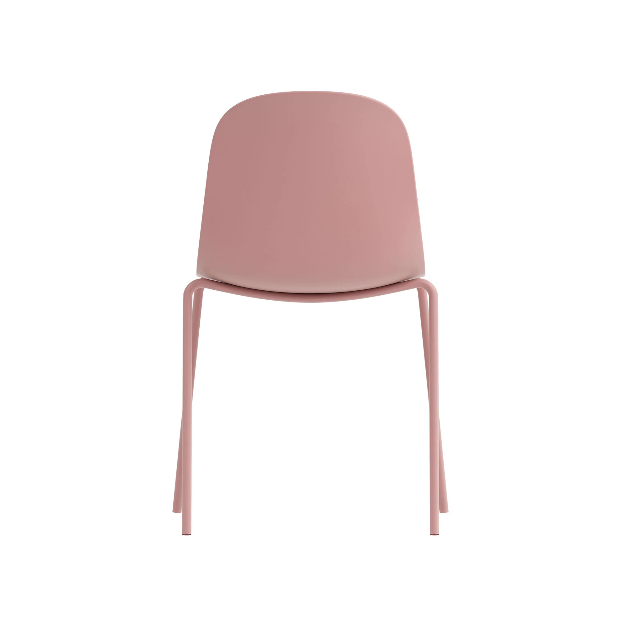 Pink Plastic Side Chair With Metal Feet