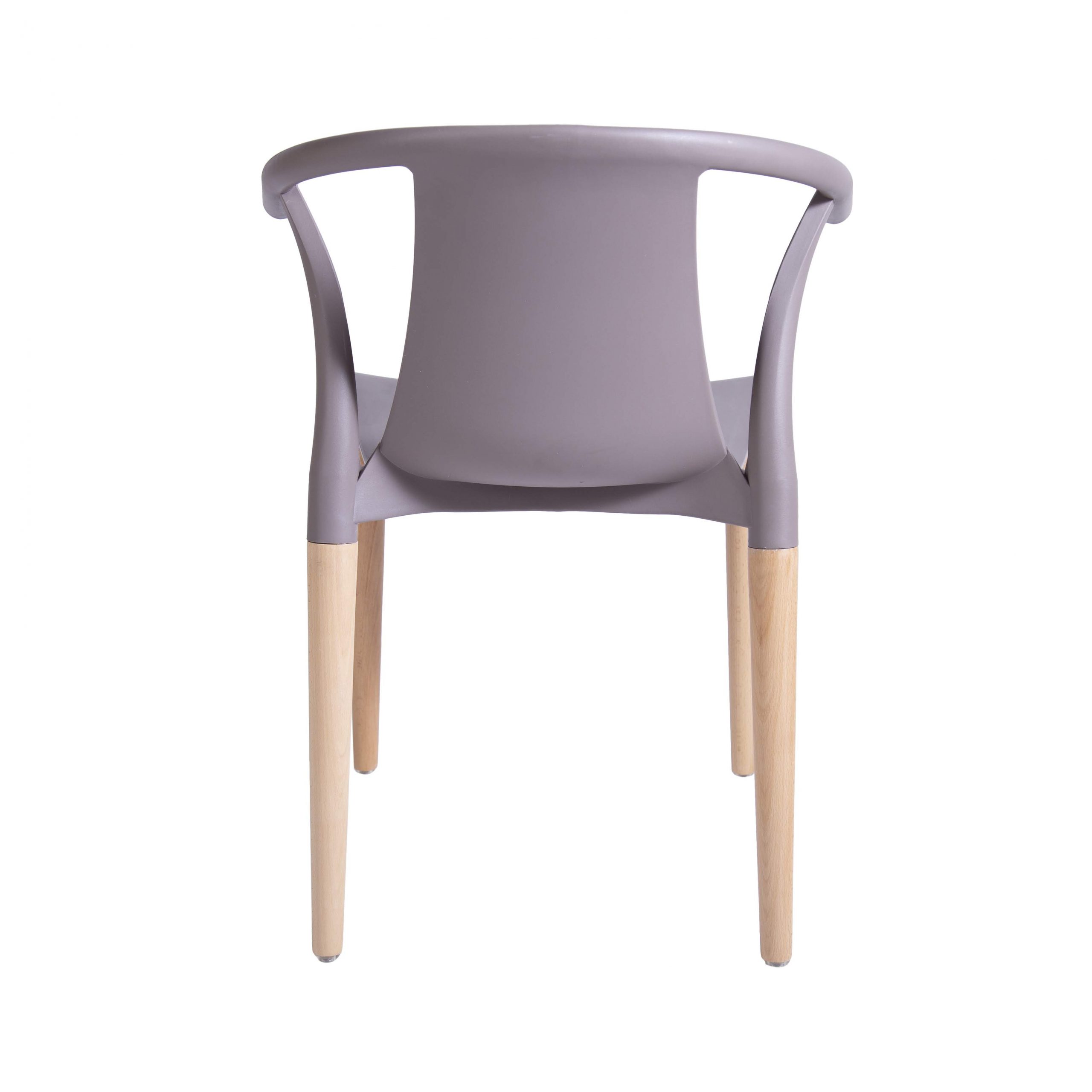 Grey Plastic Armchair With Wood Legs-PP Chair