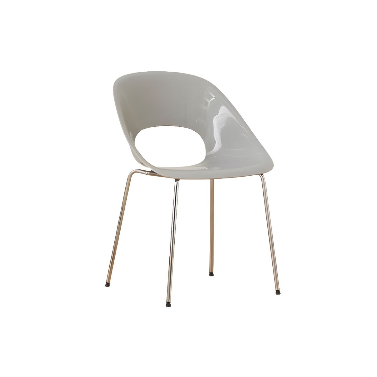 Grey Plastic Chair With Chromed Metal Feet-PP Chair