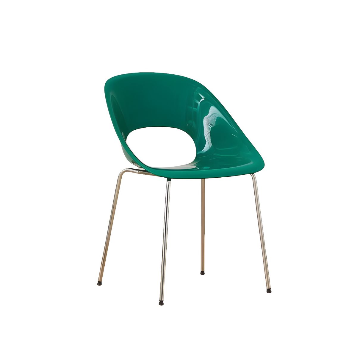 Green Plastic Chair With Chromed Metal Feet-PP Chair