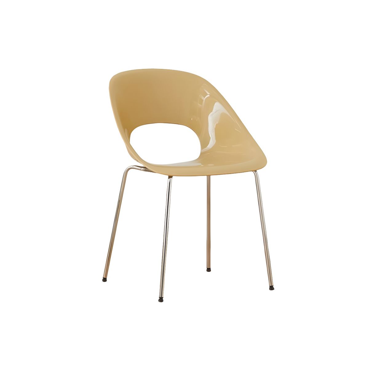 Taupe Plastic Chair With Chromed Metal Feet-PP Chair