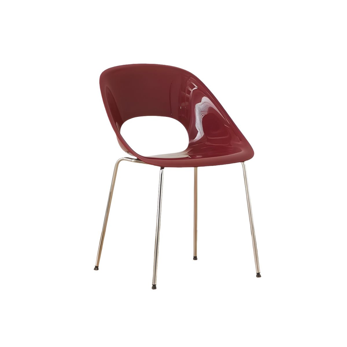Claret Plastic Chair With Chromed Metal Feet-PP Chair