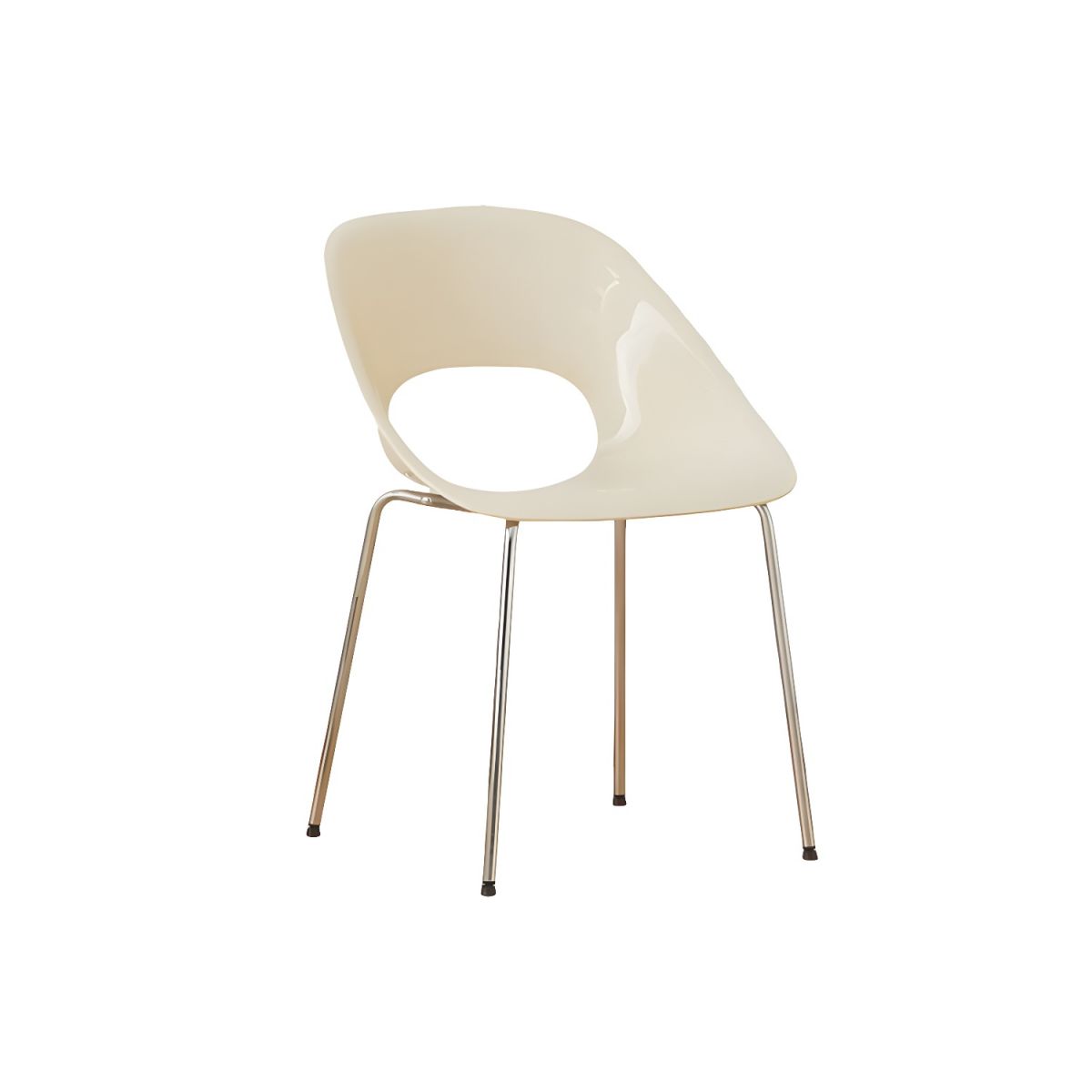Beige Plastic Chair With Chromed Metal Feet-PP Chair