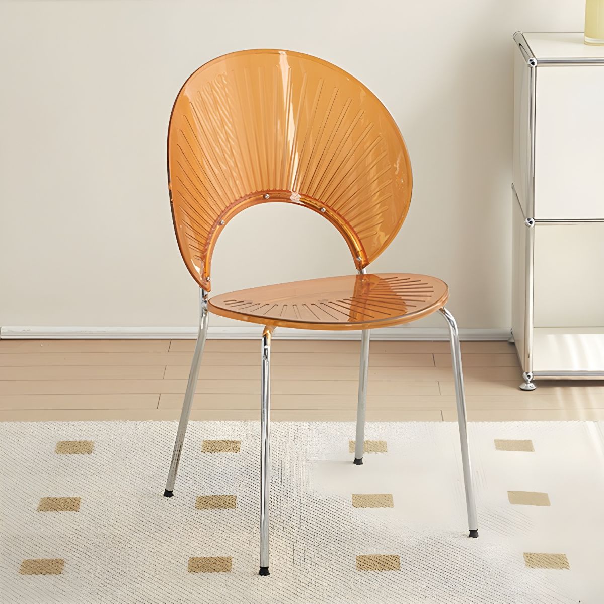 Transparent Amber Designer Plastic Cafe Chair-PP Chair