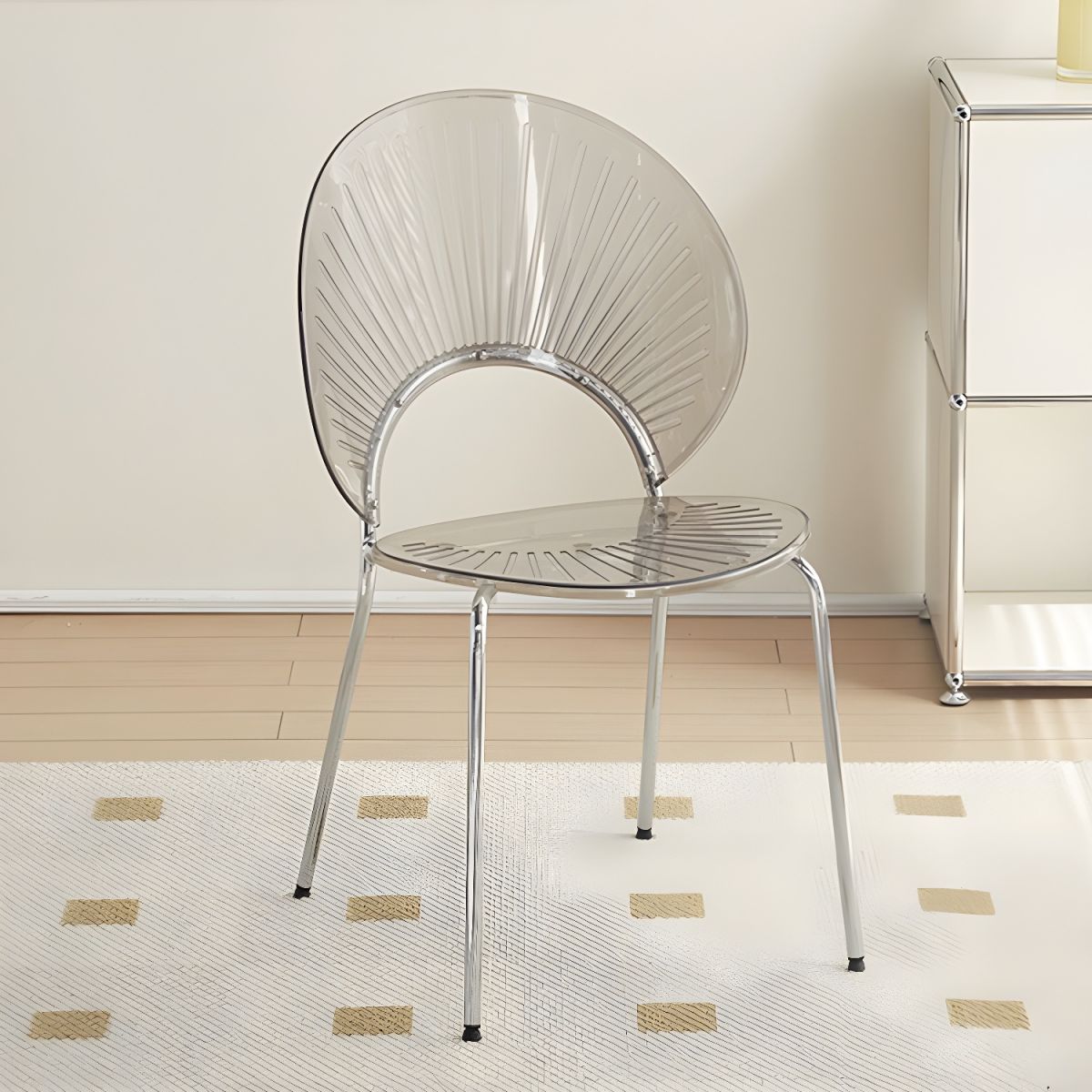 Transparent Grey Designer Plastic Cafe Chair-PP Chair