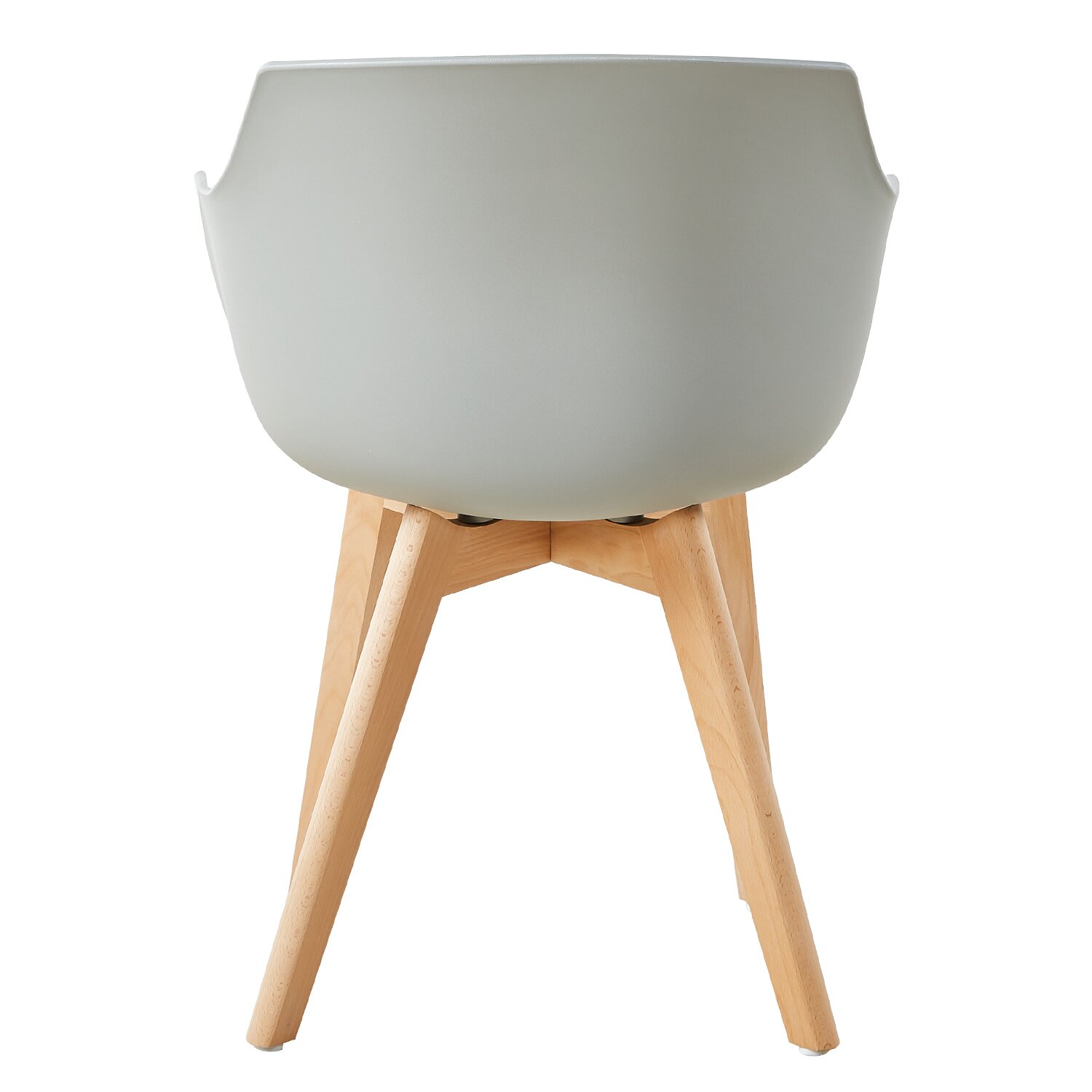 Light Grey Plastic Armchair With Wood Feet-PP Chair