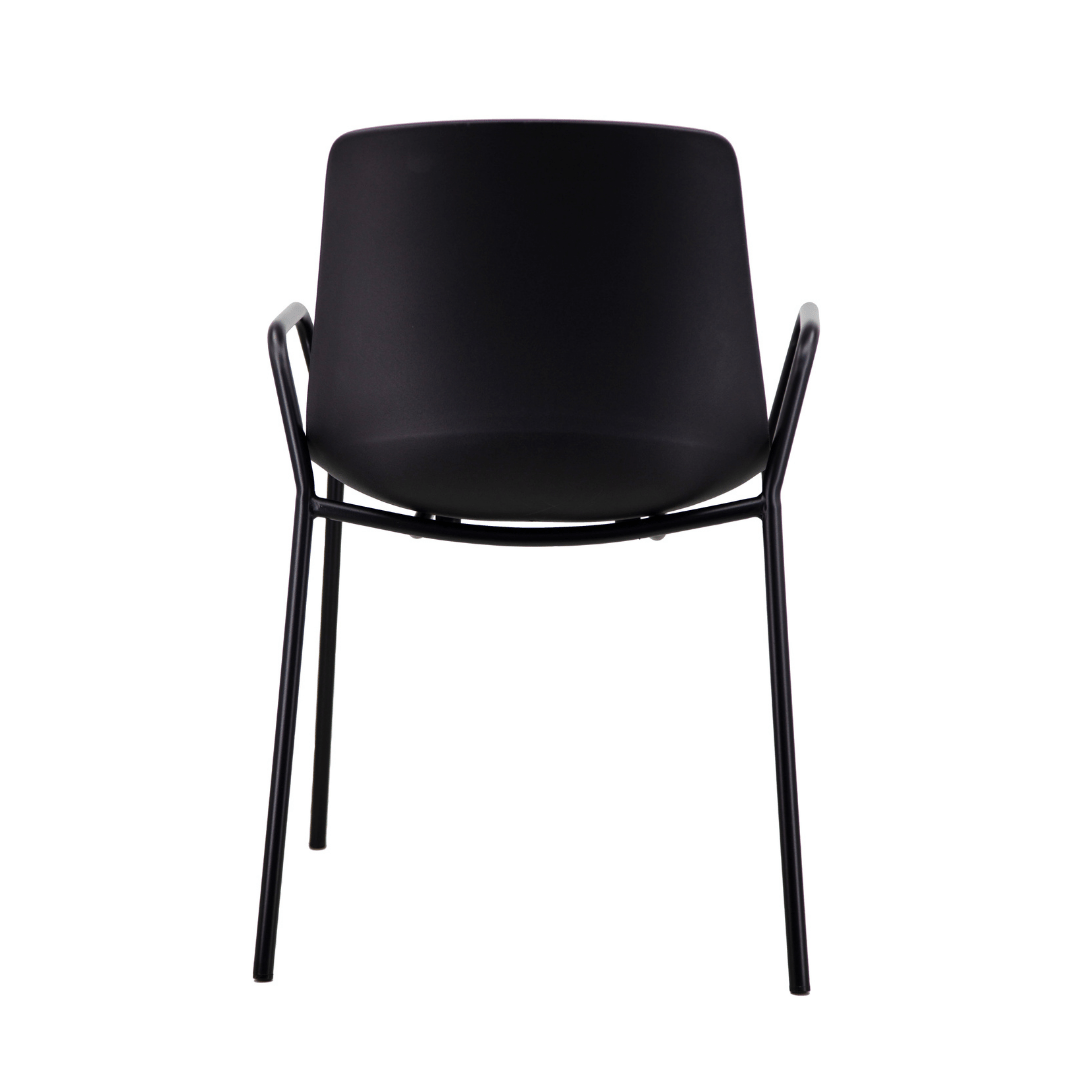 Black Painted Metal Base Plastic Seat Chair – Sleek & Durable Commercial Seating Solution