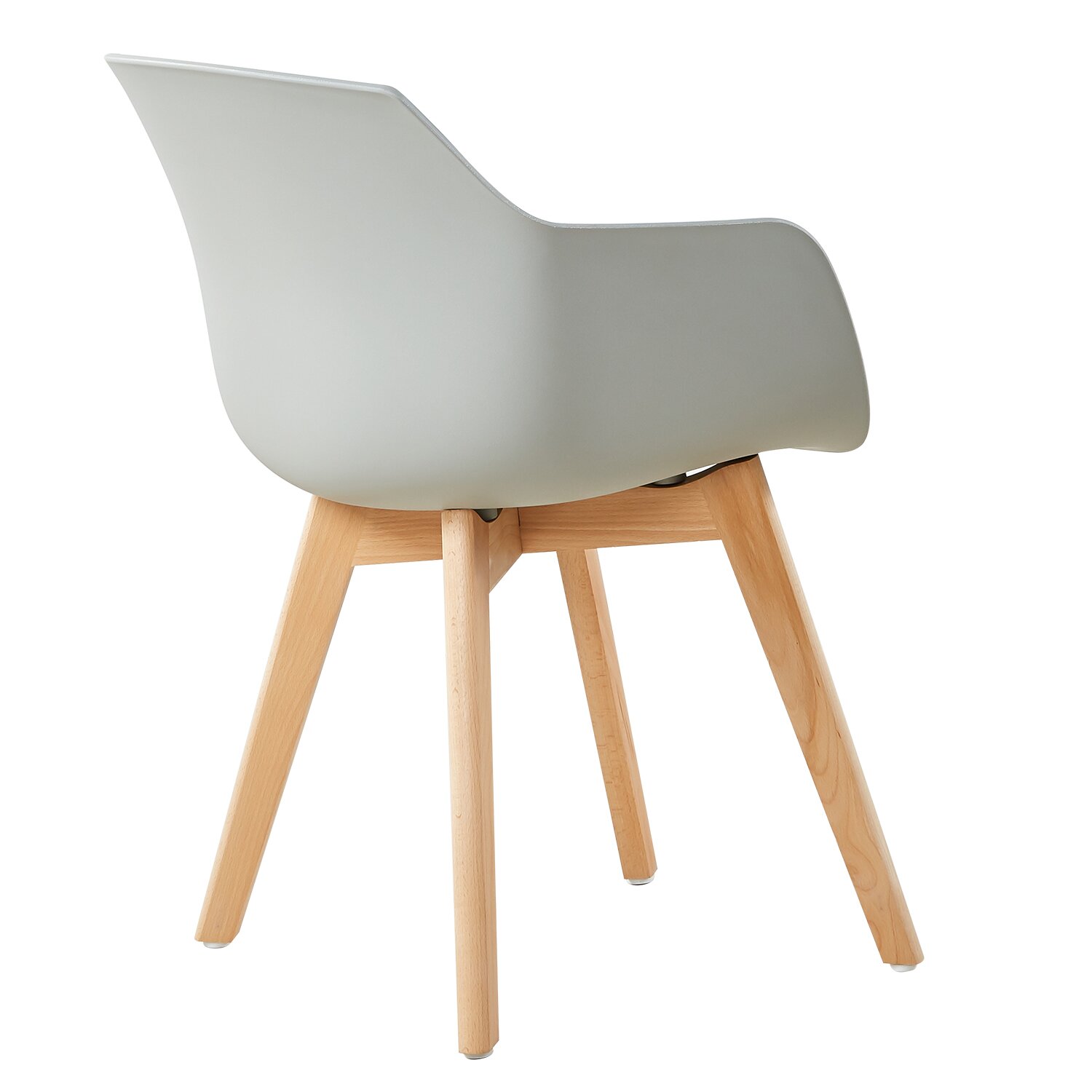 Light Grey Plastic Armchair With Wood Feet-PP Chair