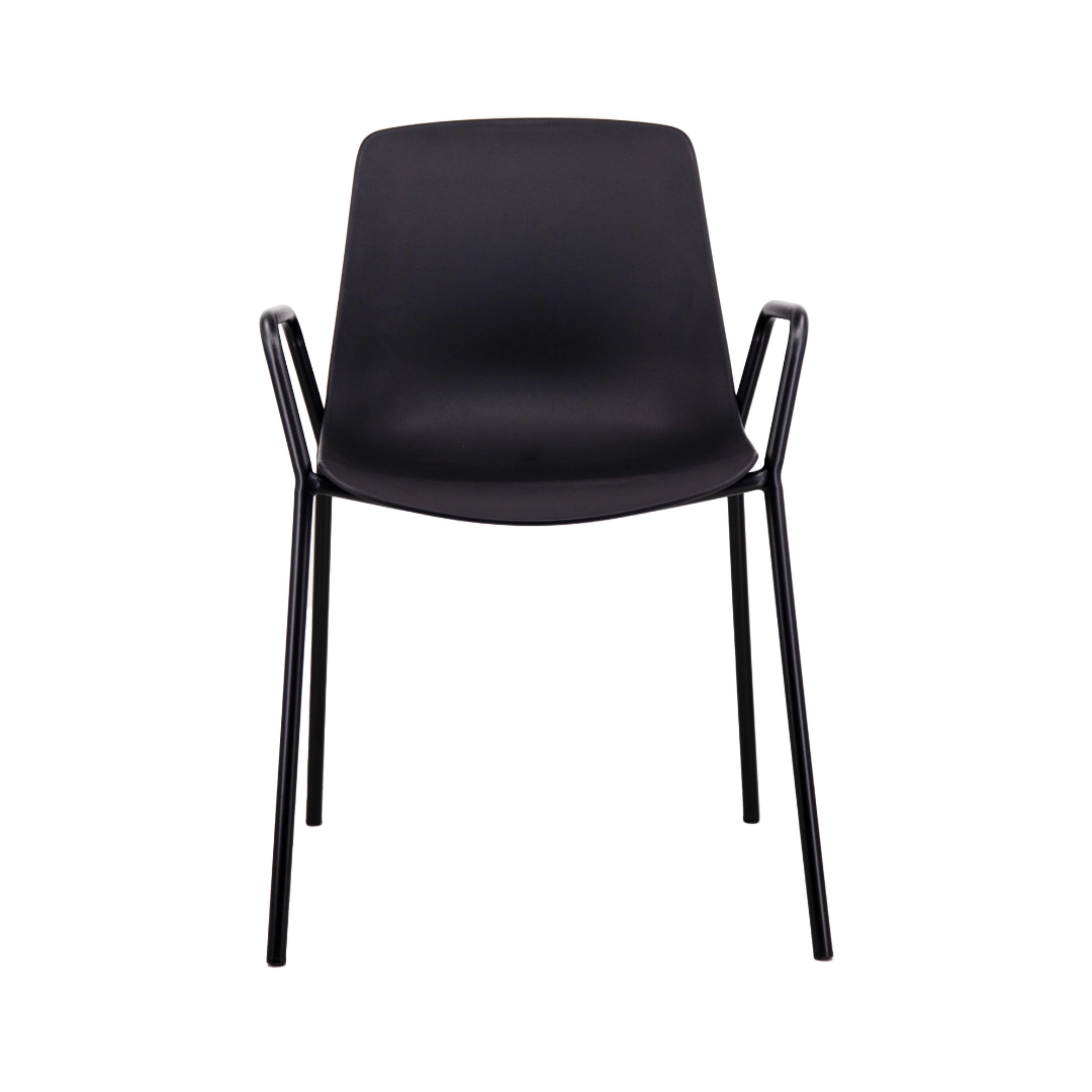 Black Painted Metal Base Plastic Seat Chair – Sleek & Durable Commercial Seating Solution