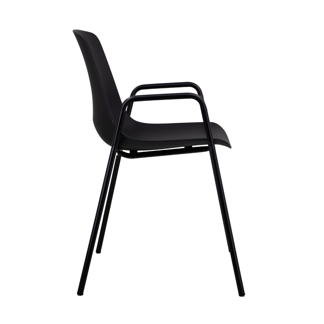Black Painted Metal Base Plastic Seat Chair – Sleek & Durable Commercial Seating Solution