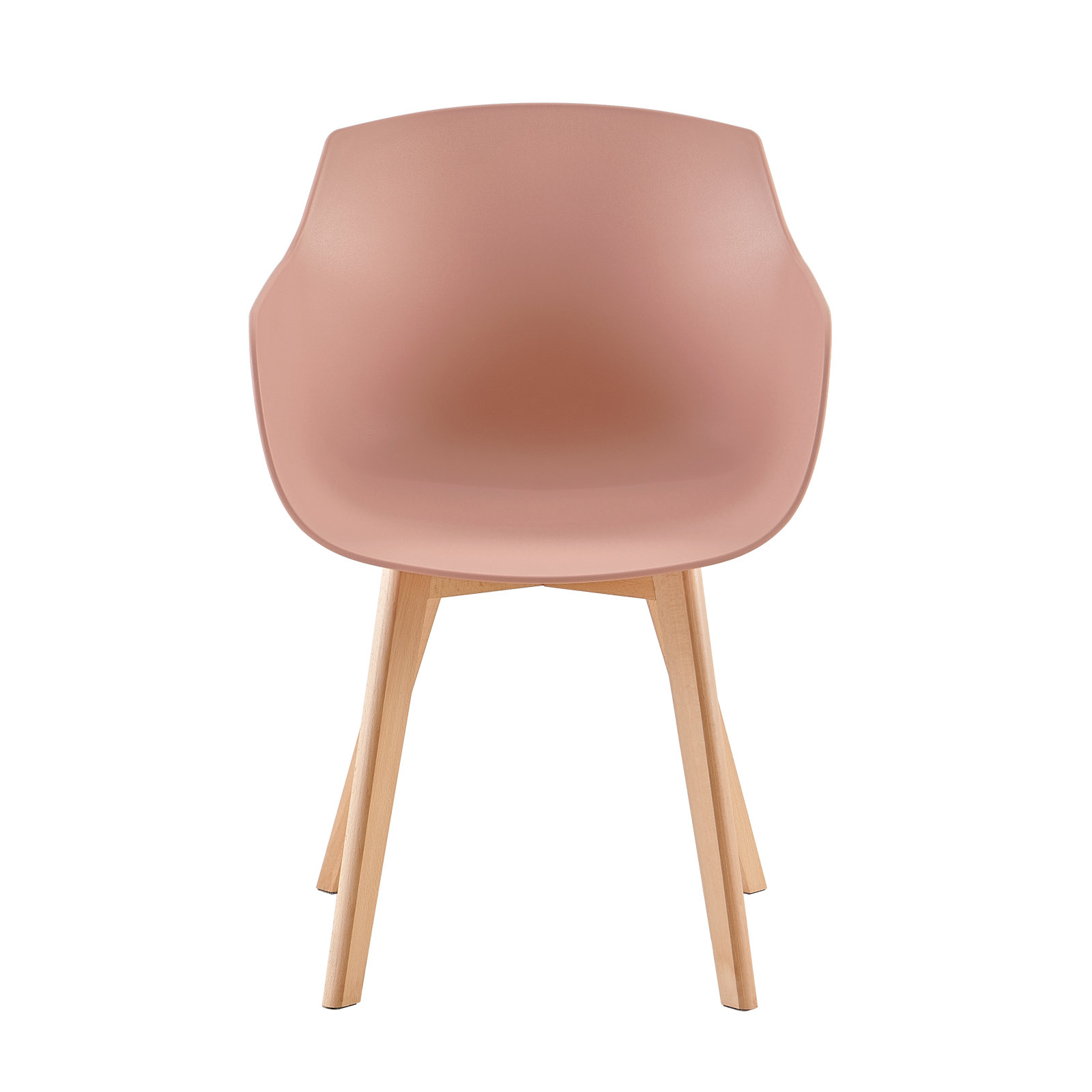 Dusty Pink Plastic Armchair With Wood Feet-PP Chair