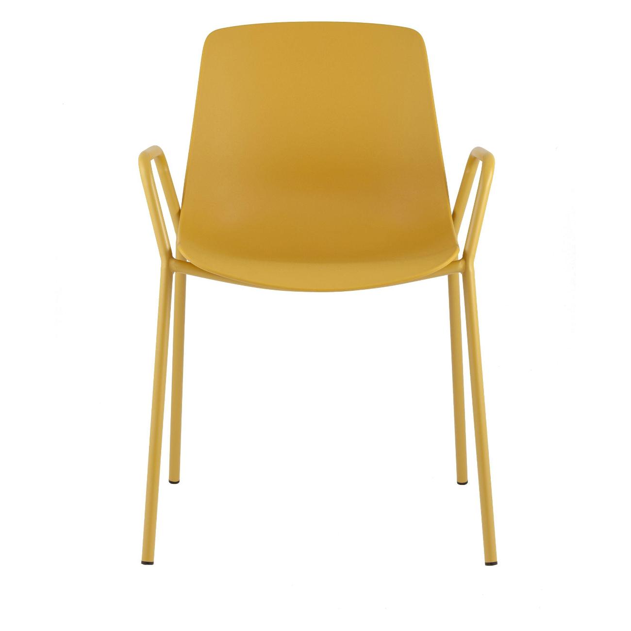 Yellow Sprayed Metal Legs Plastic Seat Chair - Vivid, Sturdy & Comfortable Seating