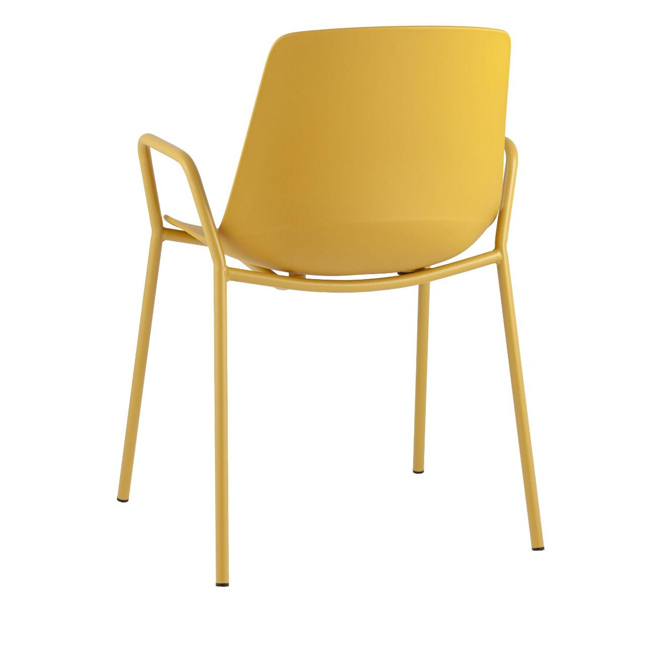 Yellow Sprayed Metal Legs Plastic Seat Chair - Vivid, Sturdy & Comfortable Seating