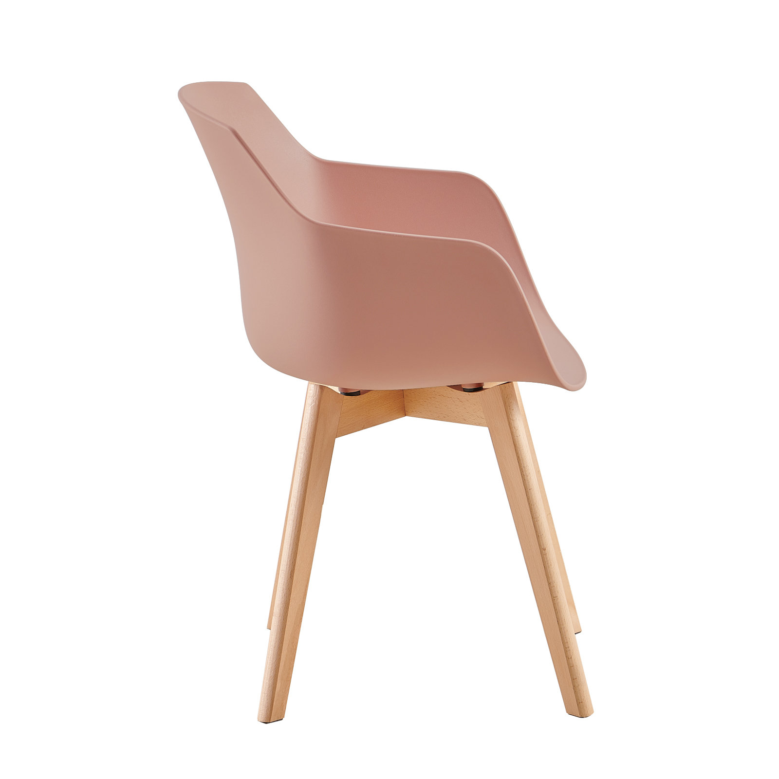 Dusty Pink Plastic Armchair With Wood Feet-PP Chair