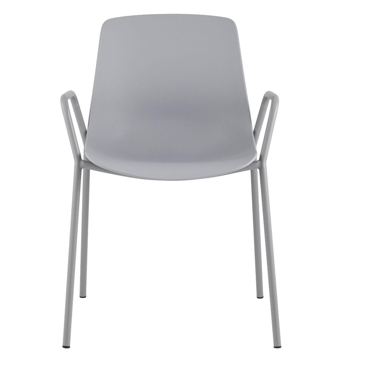 Gray Painted Metal Base Plastic Seat Chair – Modern Hybrid Design for Office & Commercial Use
