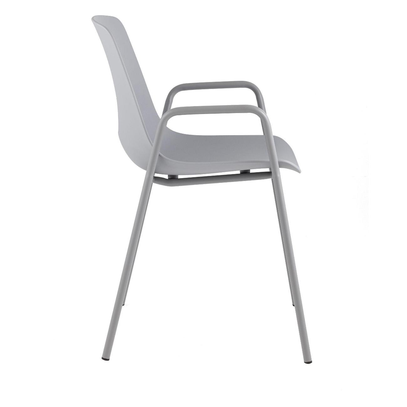 Gray Painted Metal Base Plastic Seat Chair – Modern Hybrid Design for Office & Commercial Use