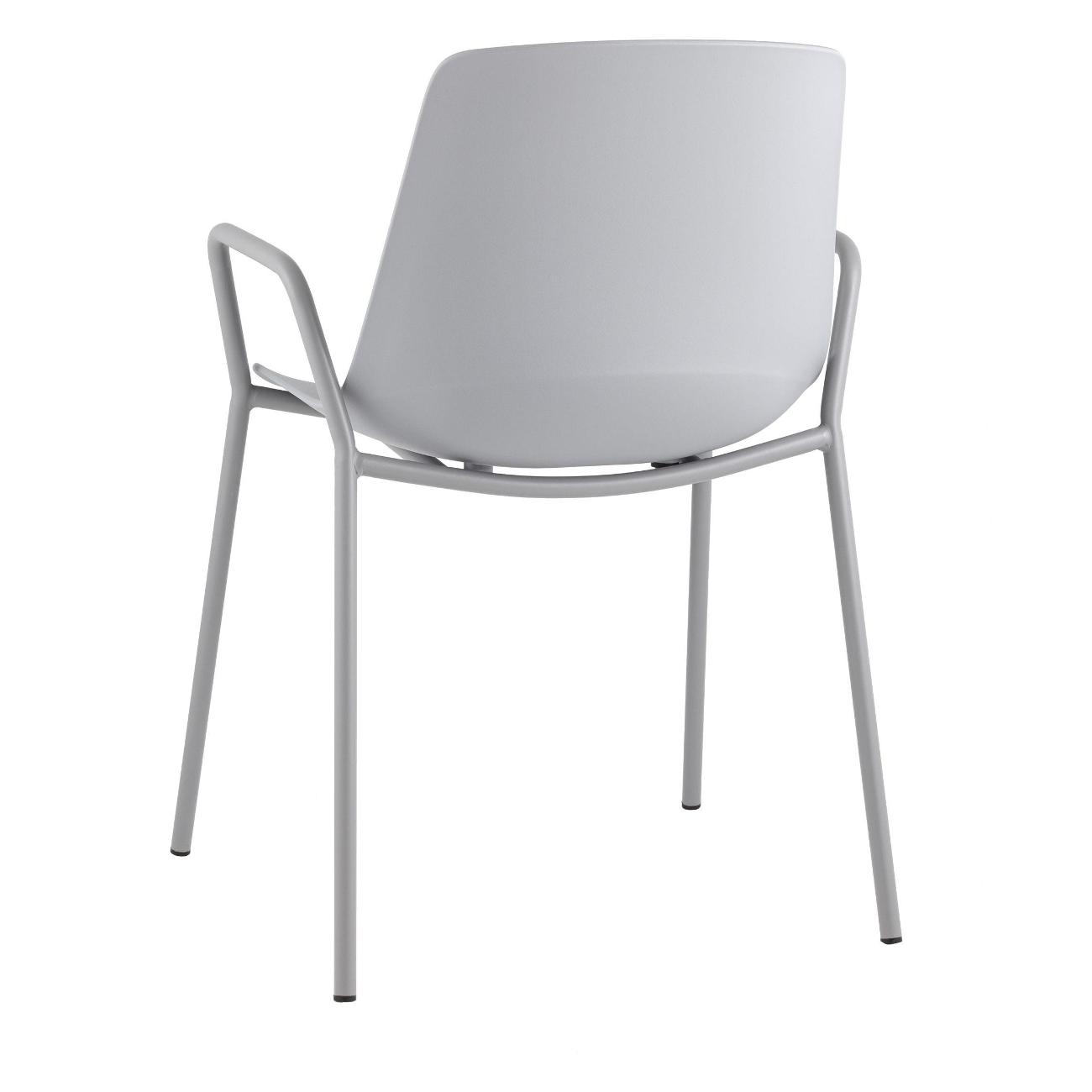 Gray Painted Metal Base Plastic Seat Chair – Modern Hybrid Design for Office & Commercial Use