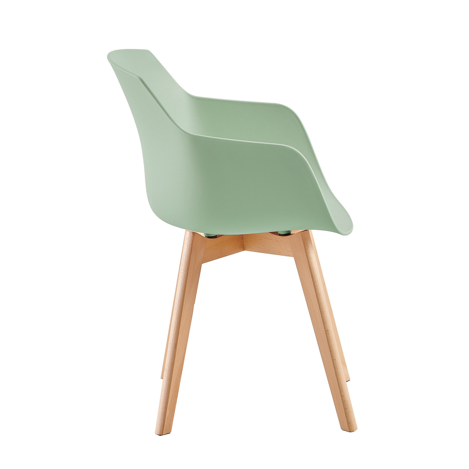 Mint Green Plastic Armchair With Wood Feet-PP Chair