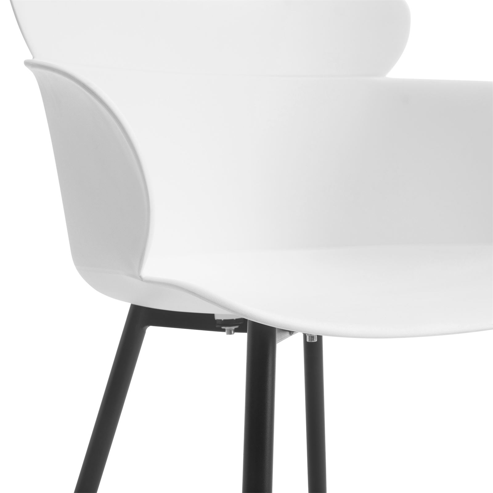 White Polypropylene ArmChair With Metal Feet