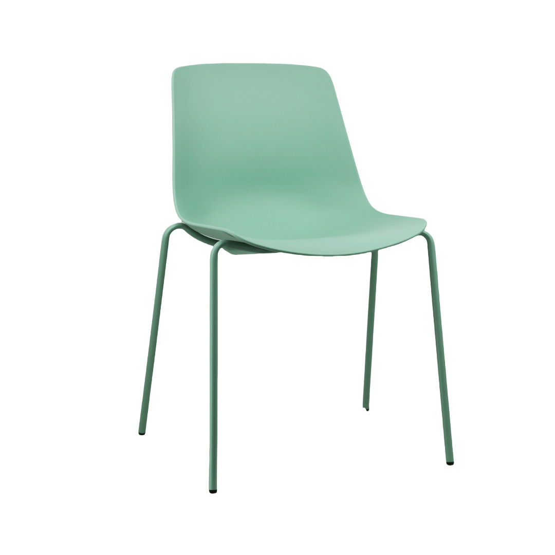 Armless Light Green Sprayed Metal Legs Plastic Seat Chair - Refreshing, Durable & Space - Efficient Seating