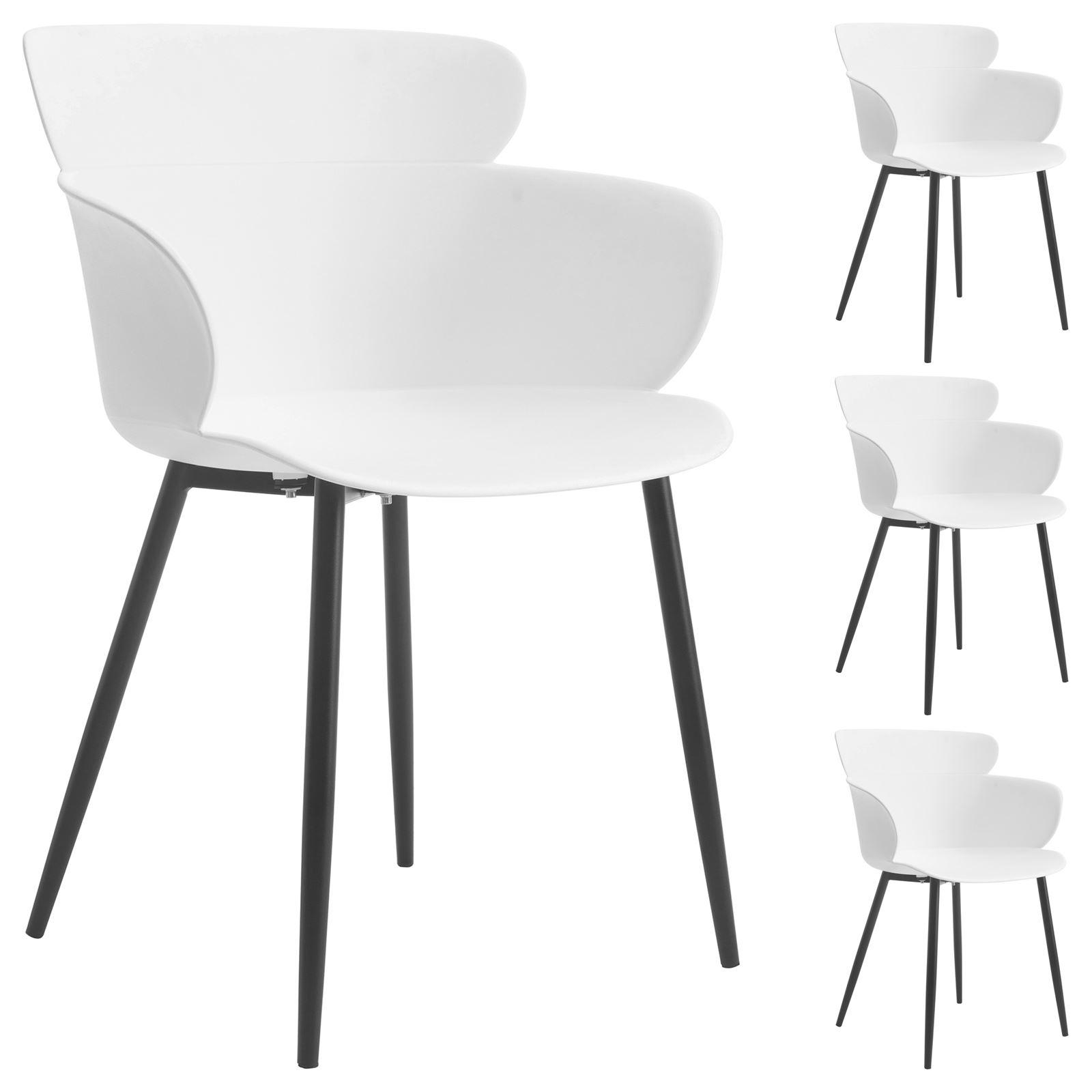 White Polypropylene ArmChair With Metal Feet