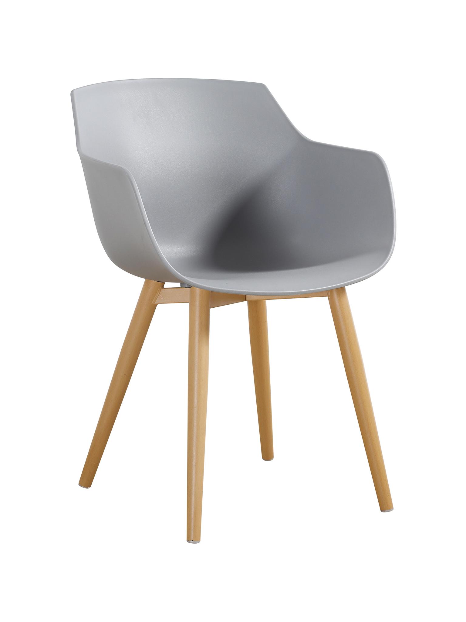 Grey Plastic Armchair With Metal Feet-PP Chair