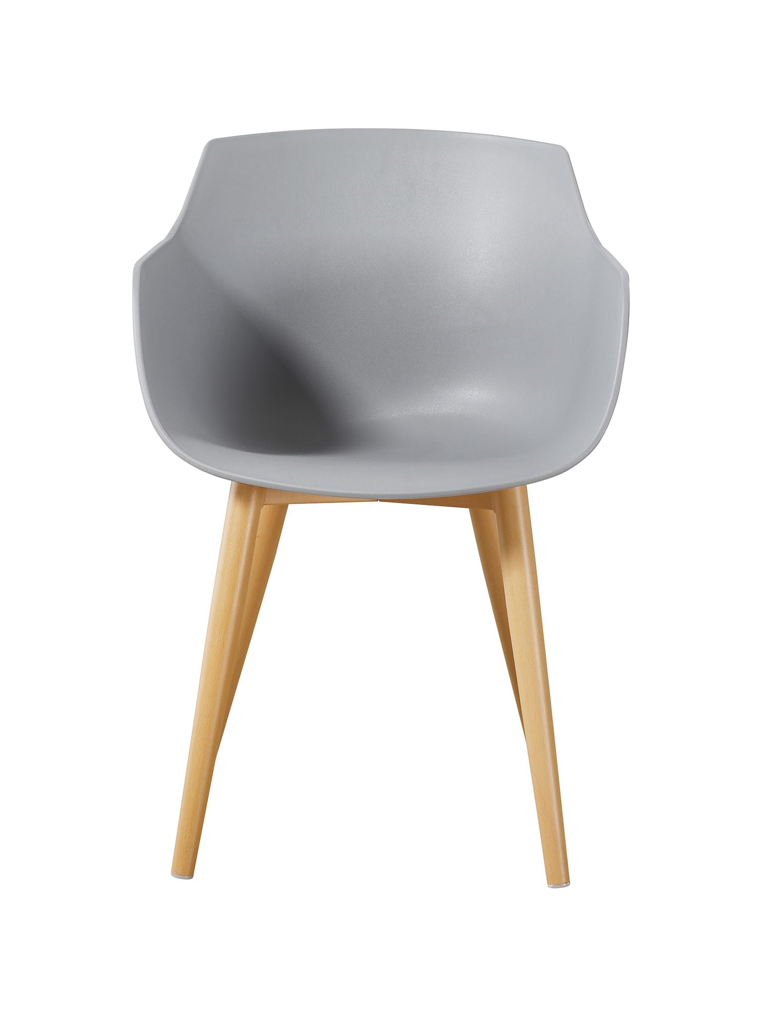 Grey Plastic Armchair With Metal Feet-PP Chair