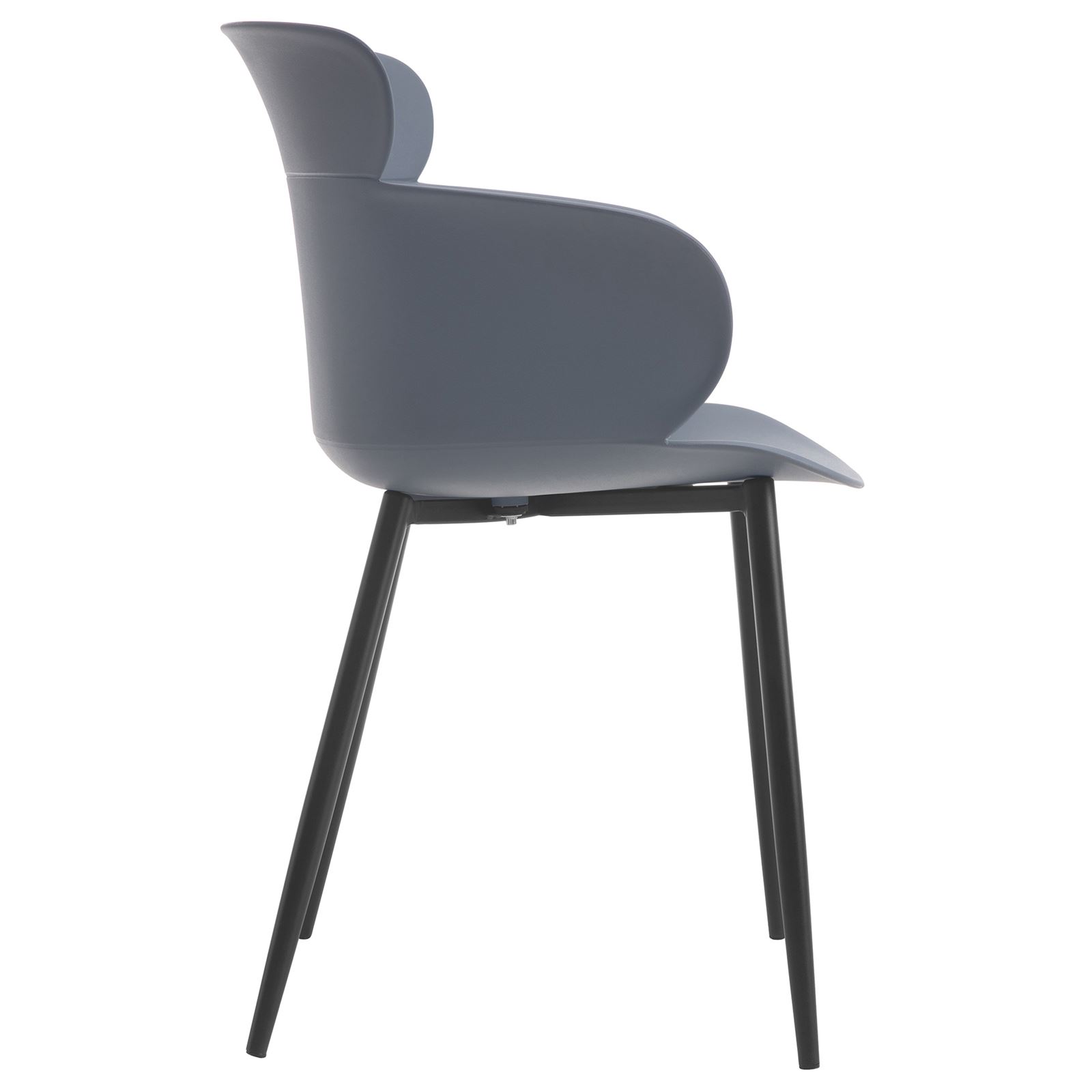 Dark Grey Polypropylene ArmChair With Metal Feet