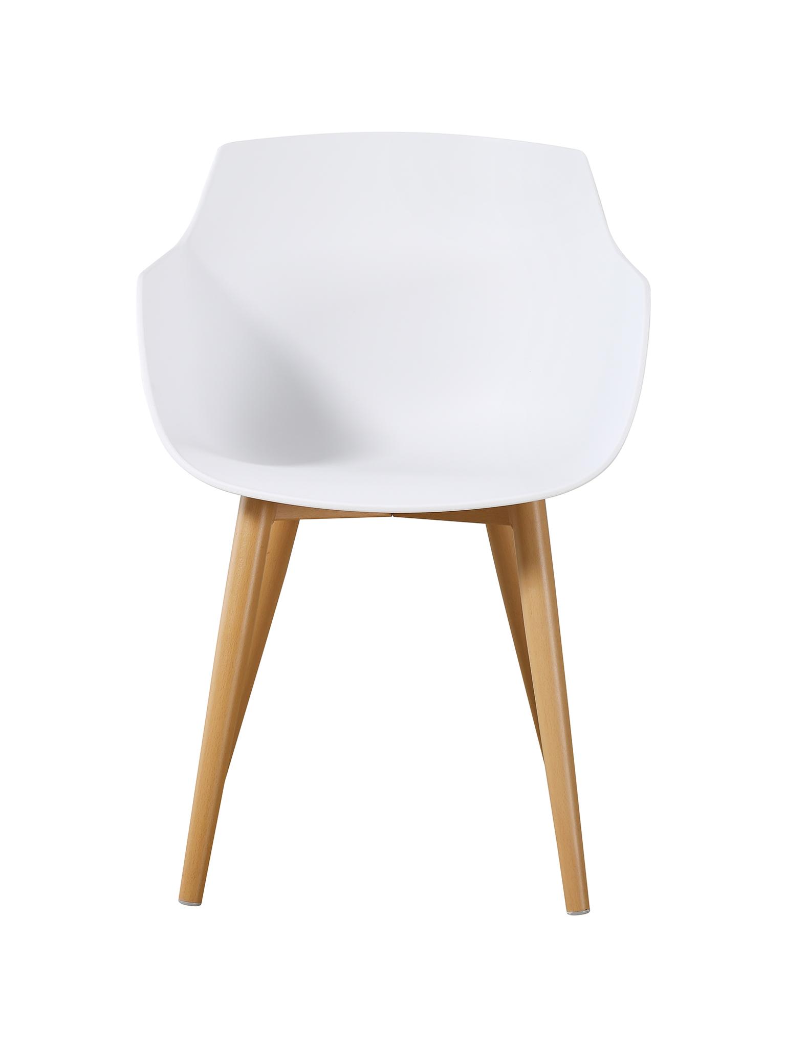 White Plastic Armchair With Metal Feet-PP Chair