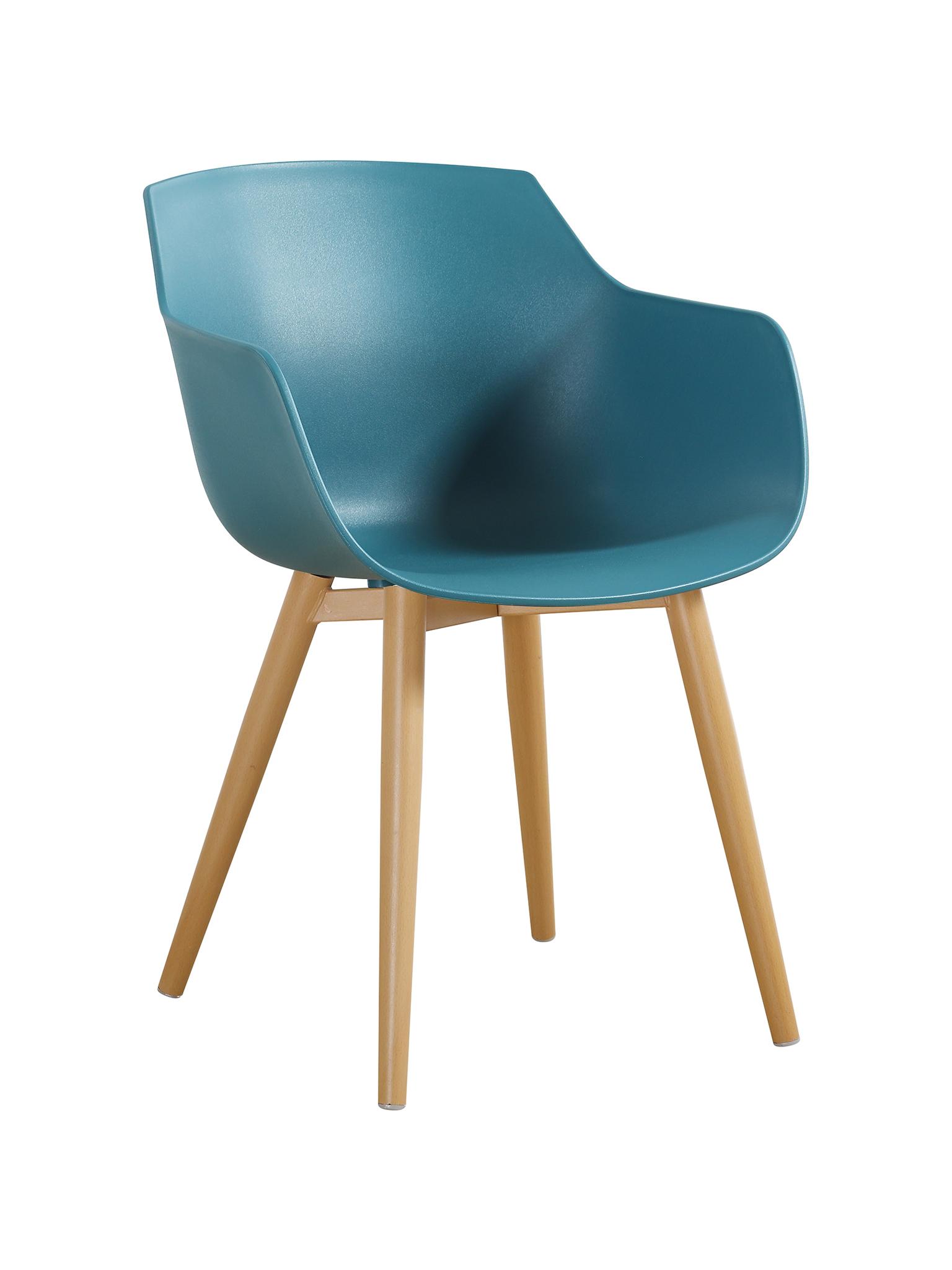 Peacock Blue Plastic Armchair With Metal Feet-PP Chair