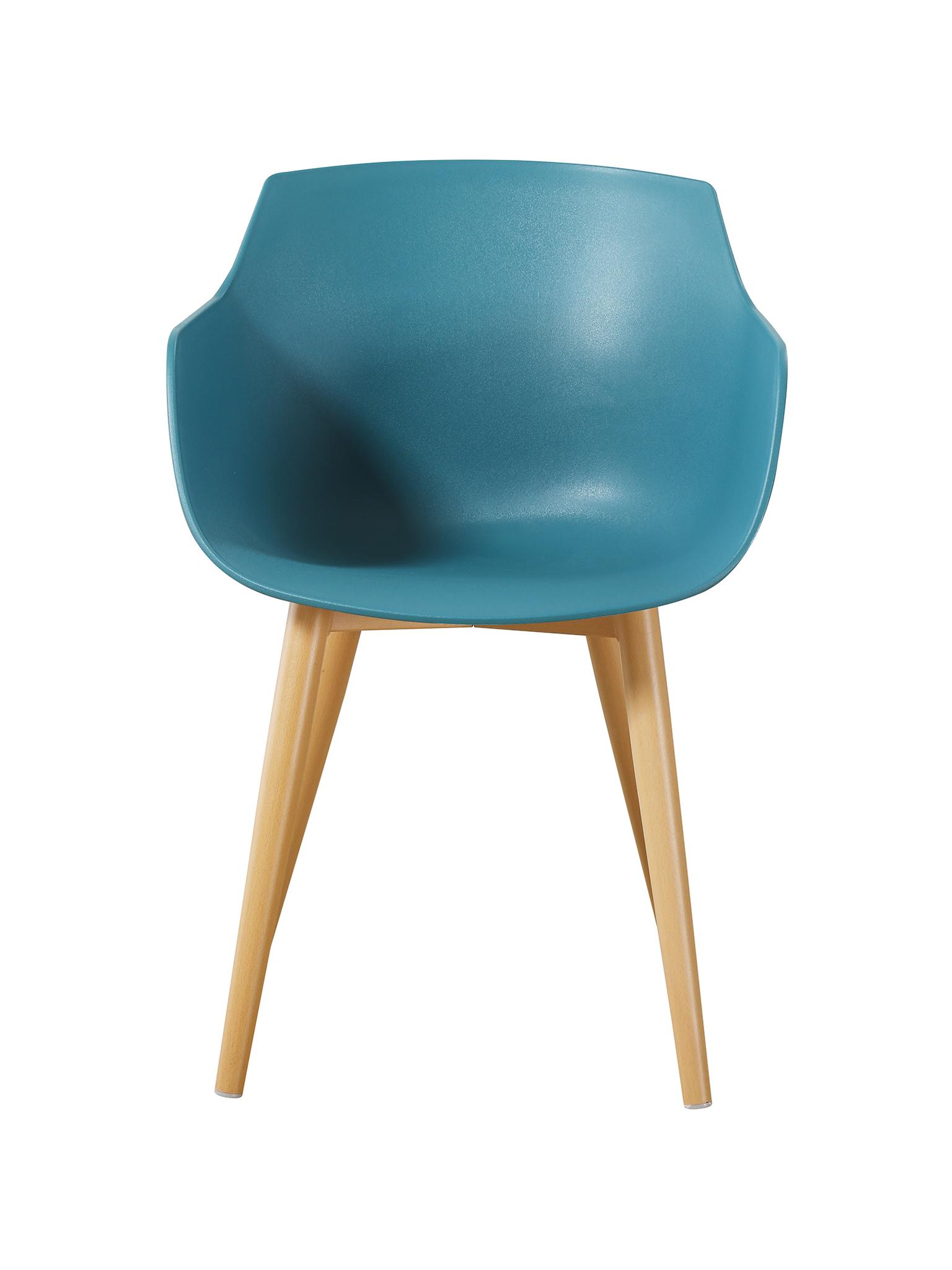 Peacock Blue Plastic Armchair With Metal Feet-PP Chair
