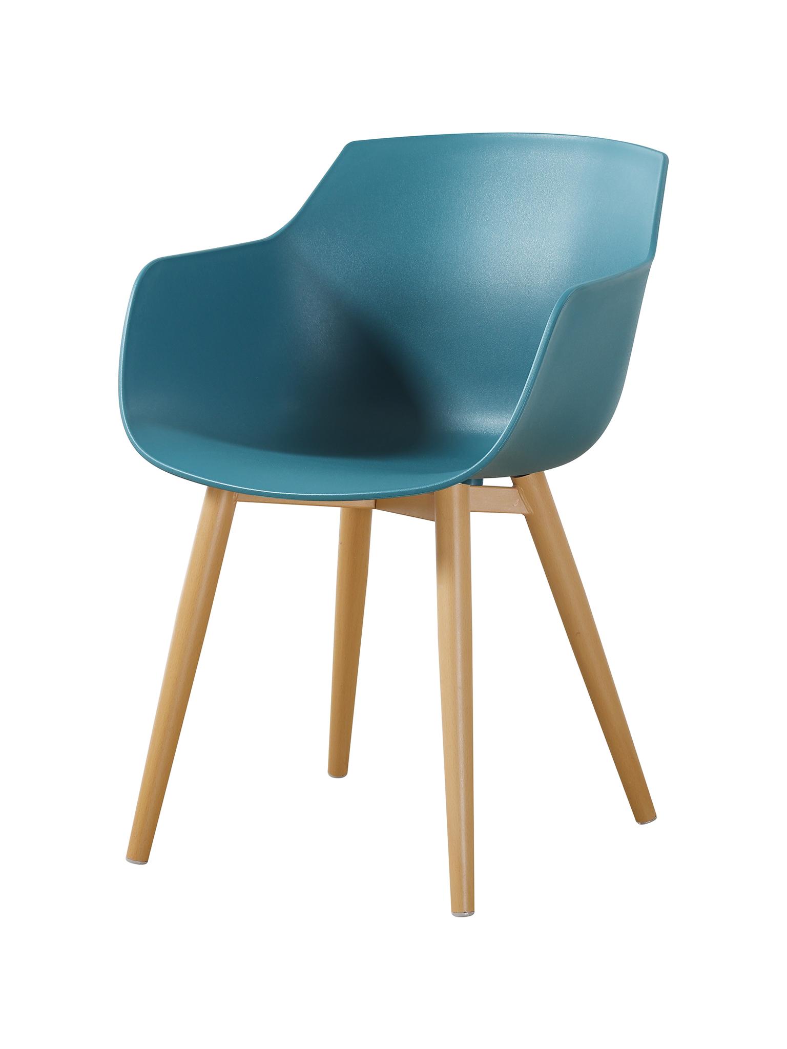 Peacock Blue Plastic Armchair With Metal Feet-PP Chair