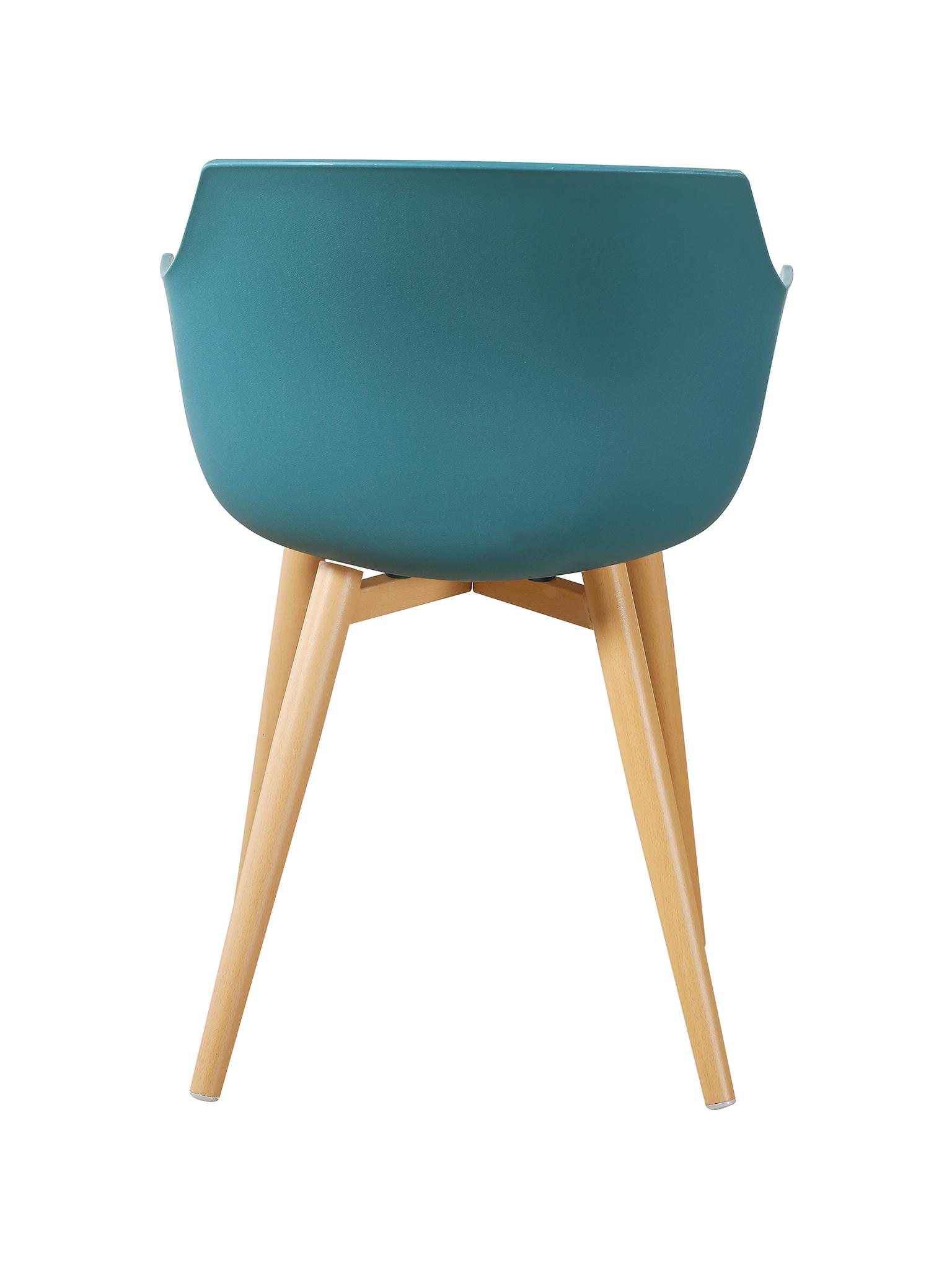 Peacock Blue Plastic Armchair With Metal Feet-PP Chair