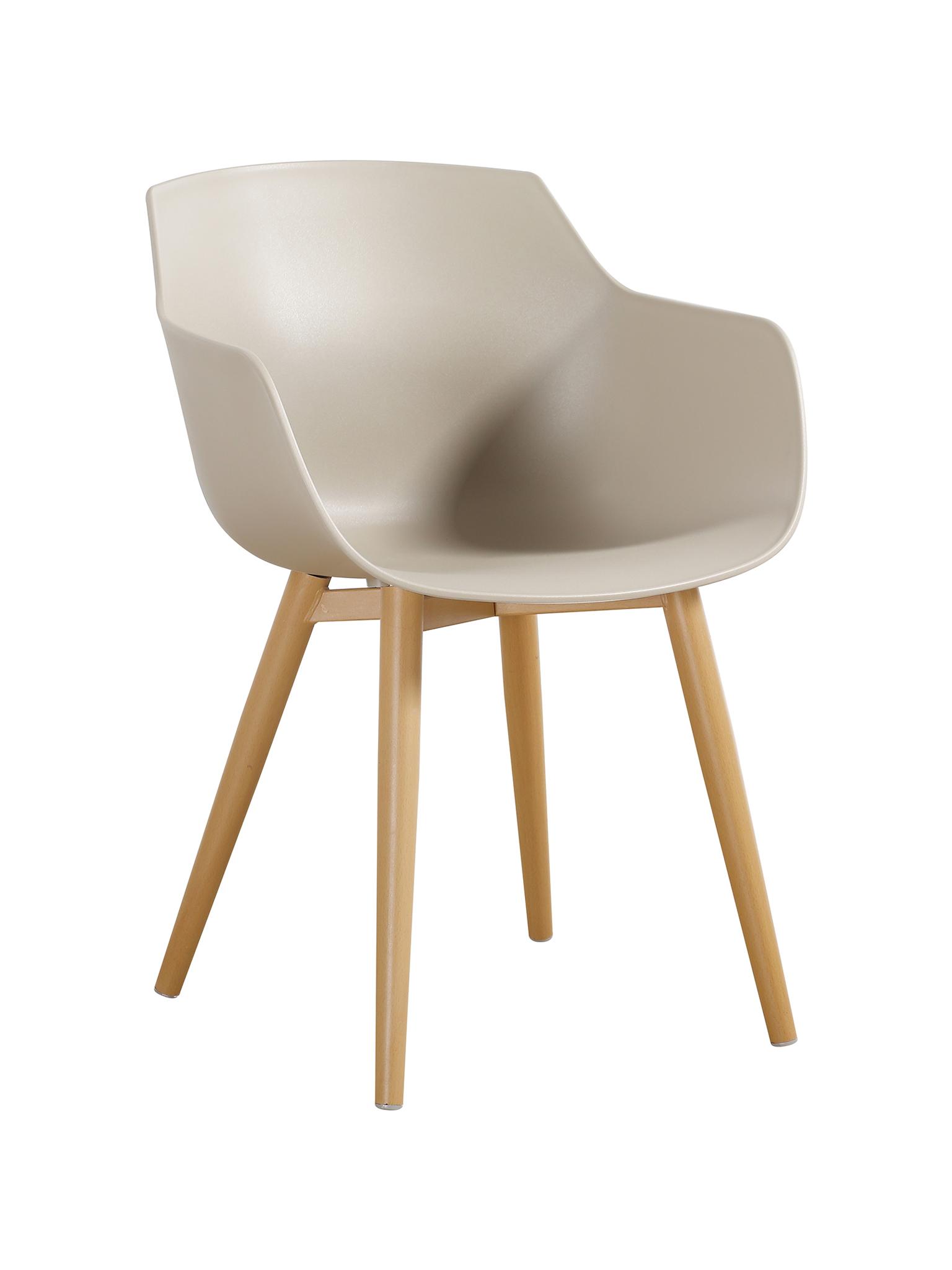 Taupe Plastic Armchair With Metal Feet-PP Chair
