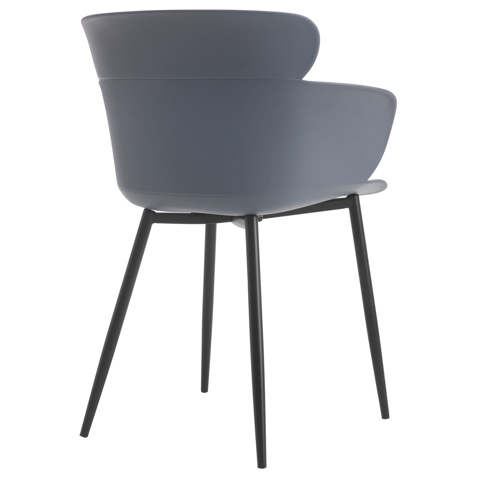 Dark Grey Polypropylene ArmChair With Metal Feet
