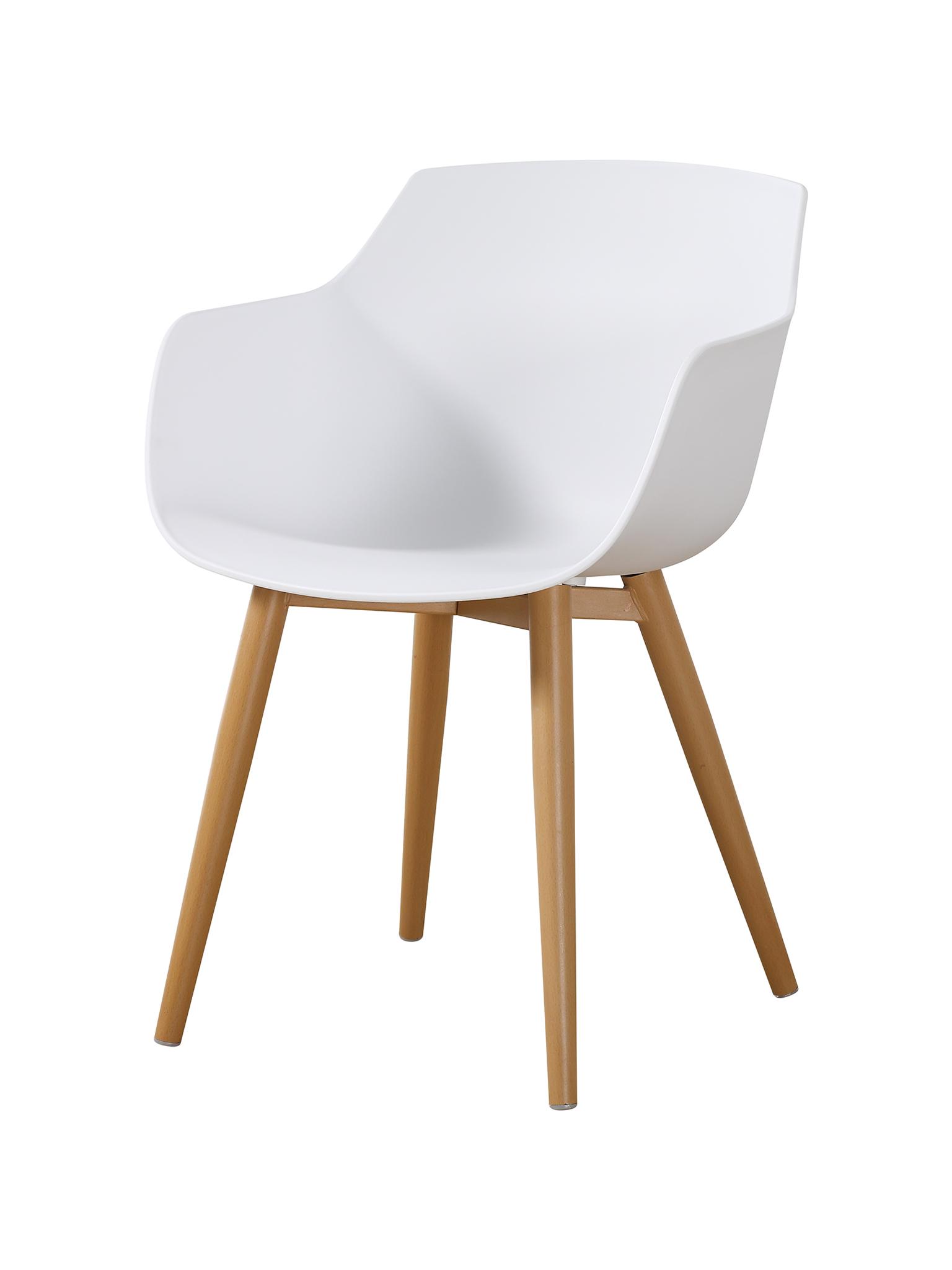White Plastic Armchair With Metal Feet-PP Chair